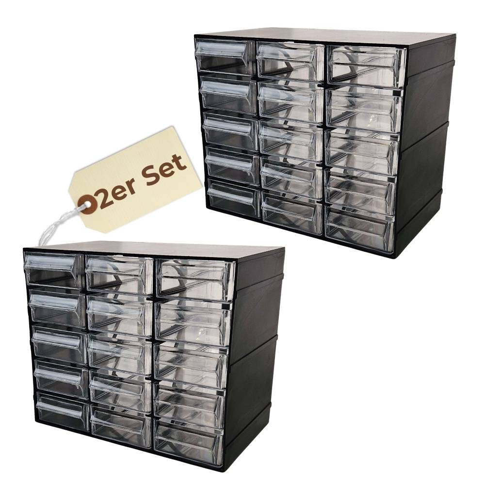 2x Sortimentskasten 15 Fach Sortierkasten für Kleinteile Organizer Schrauben Sortierbox Kleinteilemagazin Sortimentsboxen