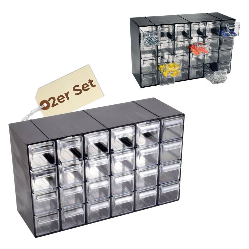 2x Kleinteilemagazin Sortimentskasten 15 Fach Sortierkasten für Kleinteile Organizer Schrauben Sortierbox Sortimentsboxen