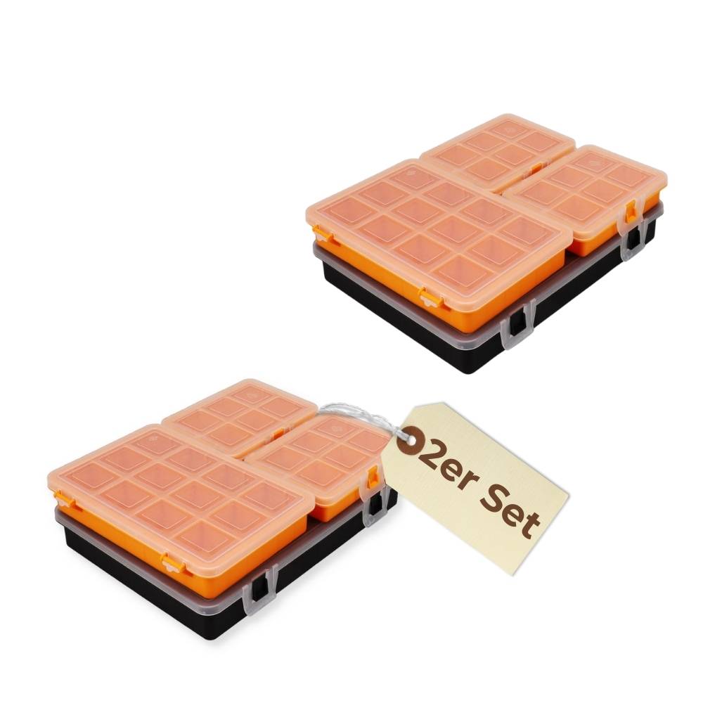 2x Sortimentskasten 4 tlg Set Sortierkasten für Kleinteile Organizer Schrauben Sortierbox Kleinteilemagazin Sortimentsboxen