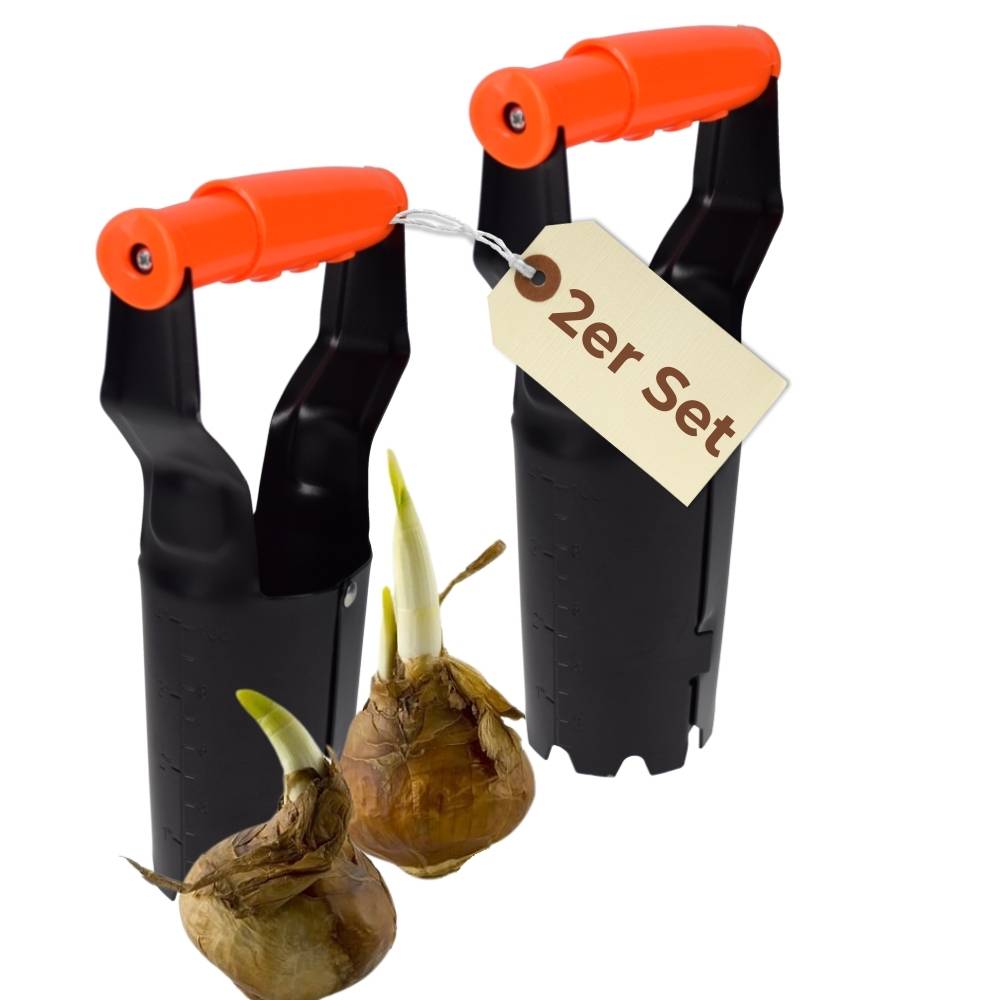 2x Zwiebelpflanzer Garten Blumenzwiebelpflanzer Zwiebelstecher Auslöseautomatik Pflanzhilfe für Blumenzwiebeln Pflanzautomat