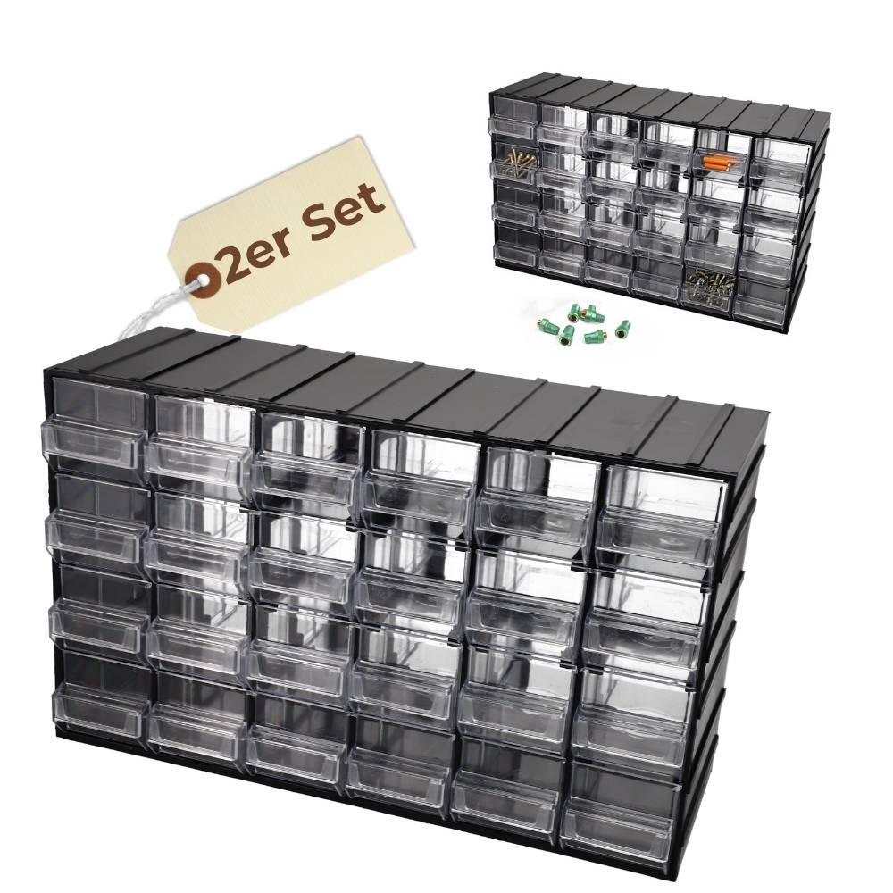 2x Kleinteilemagazin Sortimentskasten 15 Fach Sortierkasten für Kleinteile Organizer Schrauben Sortierbox Sortimentsboxen