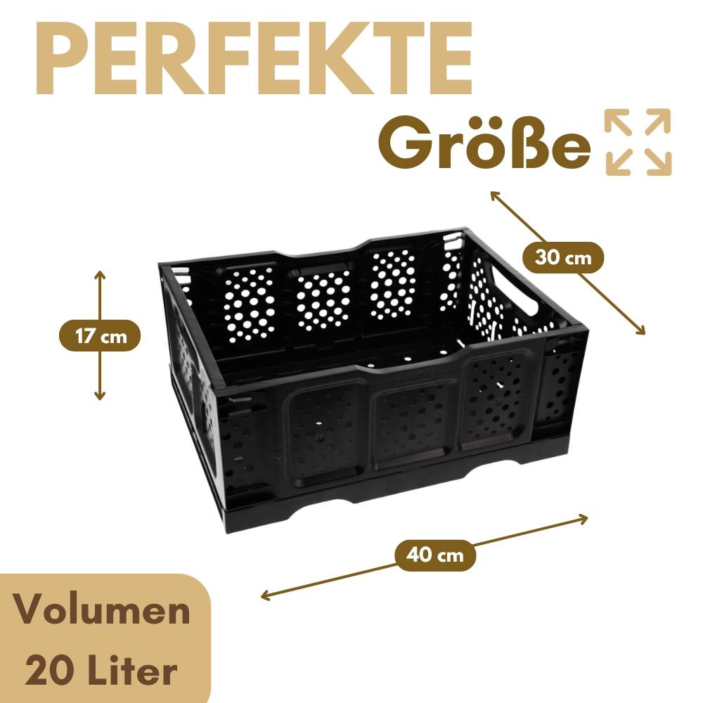2x Klappbox Klappkiste Einkaufskorb faltbar Einkaufkiste klappbar Kiste Stapelbox Stabil Transport Kofferraum Kiste 40 x 30 x17 cm