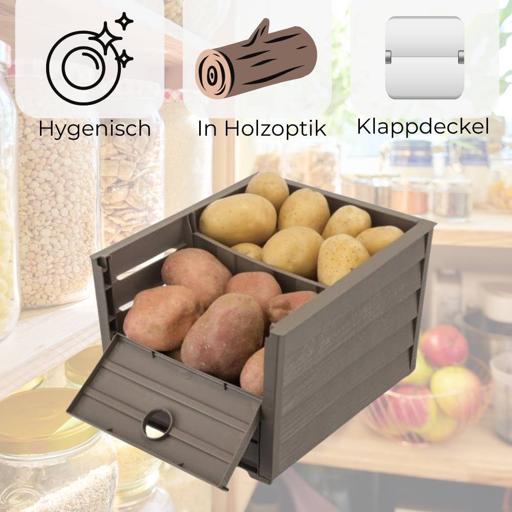 2x Kartoffelkiste Gemüsebox Kartoffel Aufbewahrungsbox Obst Gemüse Zwiebel Aufbewahrung Box Korb Behälter Obstkiste Vorratsbox