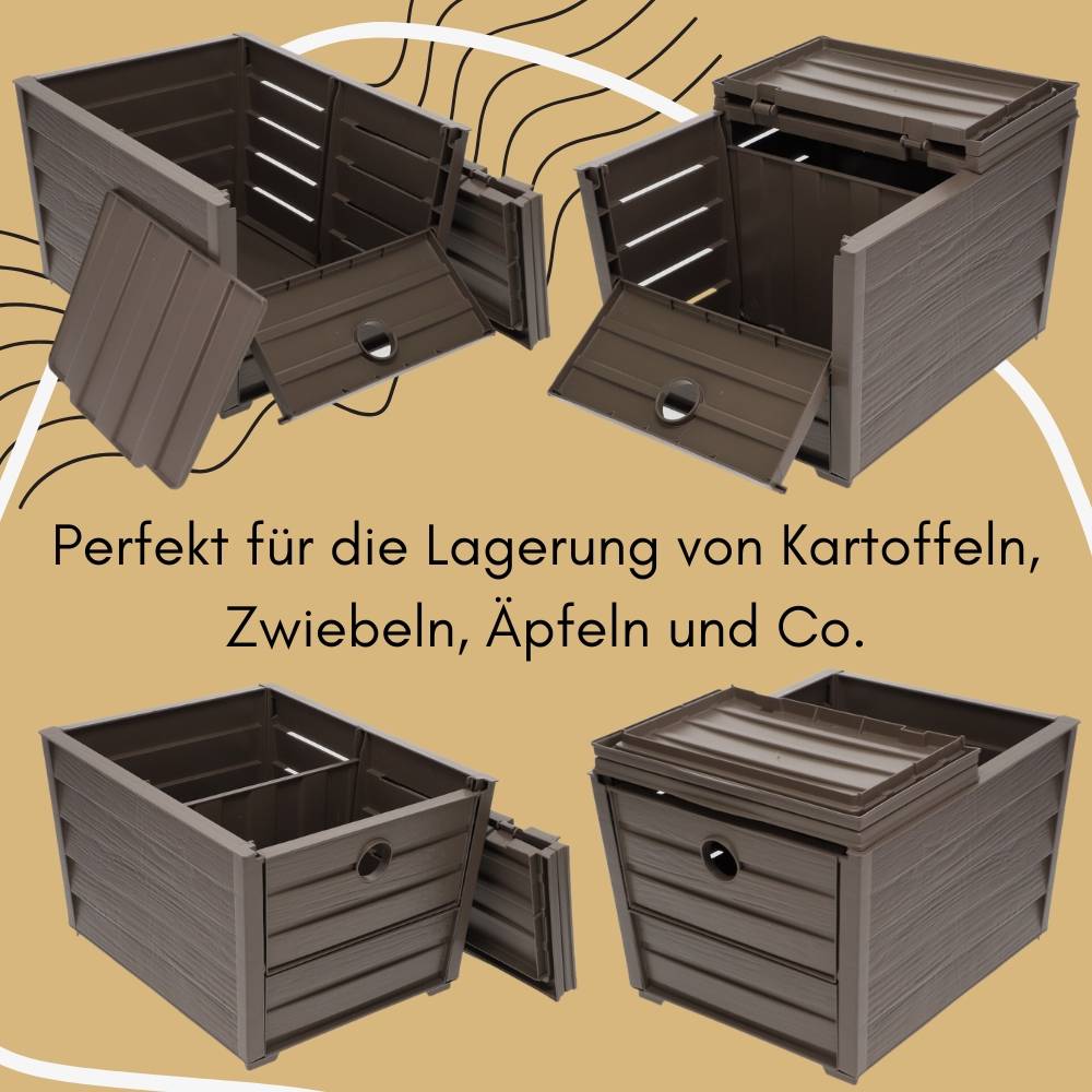 2x Kartoffelkiste Gemüsebox Kartoffel Aufbewahrungsbox Obst Gemüse Zwiebel Aufbewahrung Box Korb Behälter Obstkiste Vorratsbox