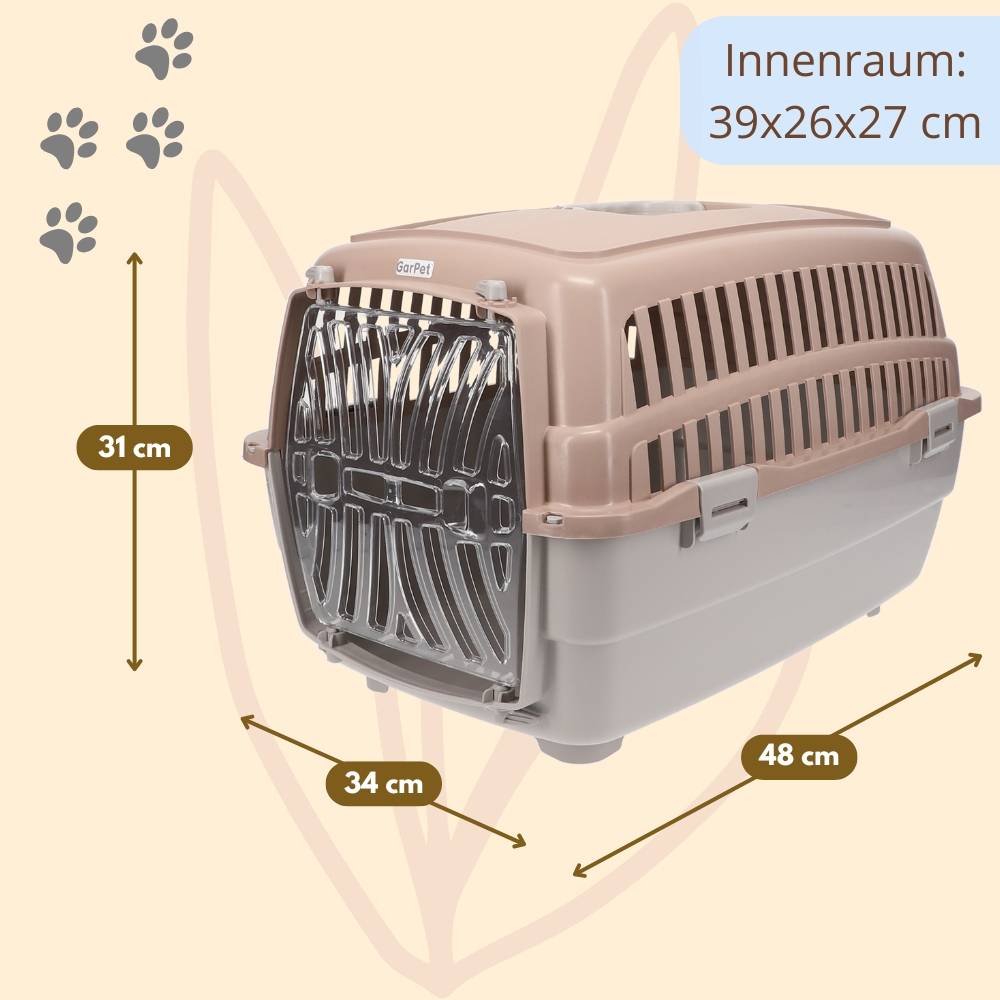 2x Transportbox Hundebox Katzentransportbox Kaninchen Transport Auto Box Korb Katzenbox extra viele Luftschlitze sicheres Schloss