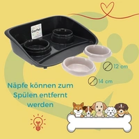 2x Futterstation Hund 2 Näpfe Futterbar mit erhöhter Rückwand Hundenapf erhöht Hundebar Futternapf Unterlage Matte Hunde Napfset Katzen 2x Futterstation Hund 2 Näpfe Futterbar mit erhöhter Rückwand Hundenapf erhöht Hundebar Futternapf Unterlage Matte Hunde Napfset Katzen