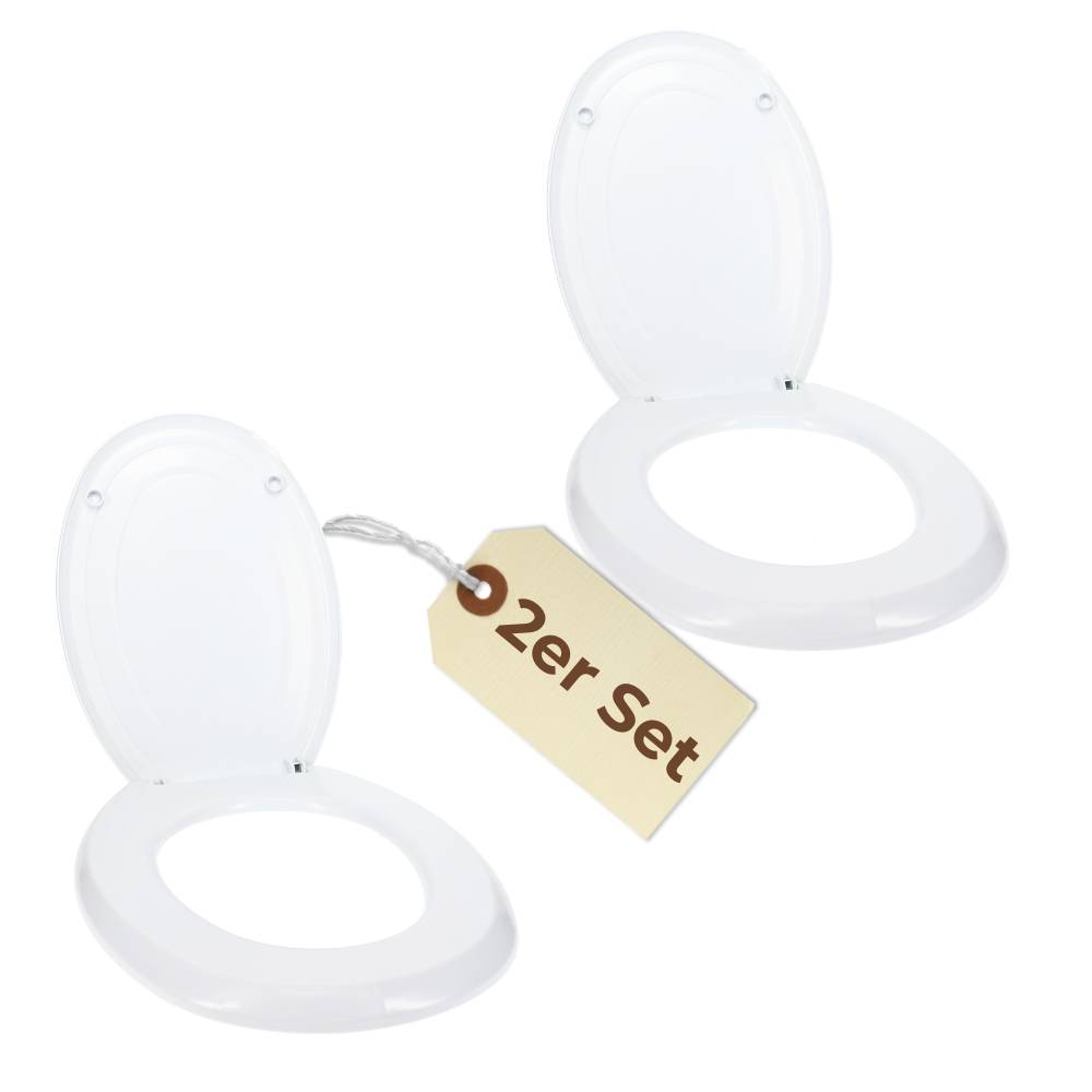 2x Universal Toilettendeckel weiß Klodeckel Klobrille Wc Sitz Klositz Klo Deckel Toilettensitz Toilettenbrille