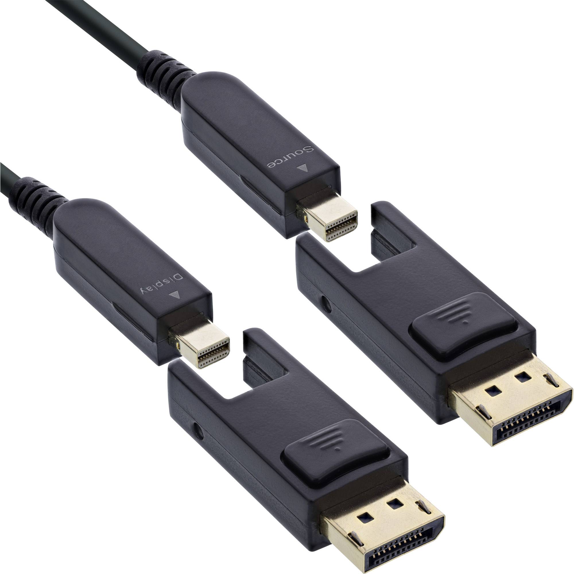 Zwei schwarze Kabel mit den Bezeichnungen 'Source' und 'Display'. Jedes Kabel verfügt an einem Ende über einen Mini-DisplayPort und am anderen Ende über einen DisplayPort.