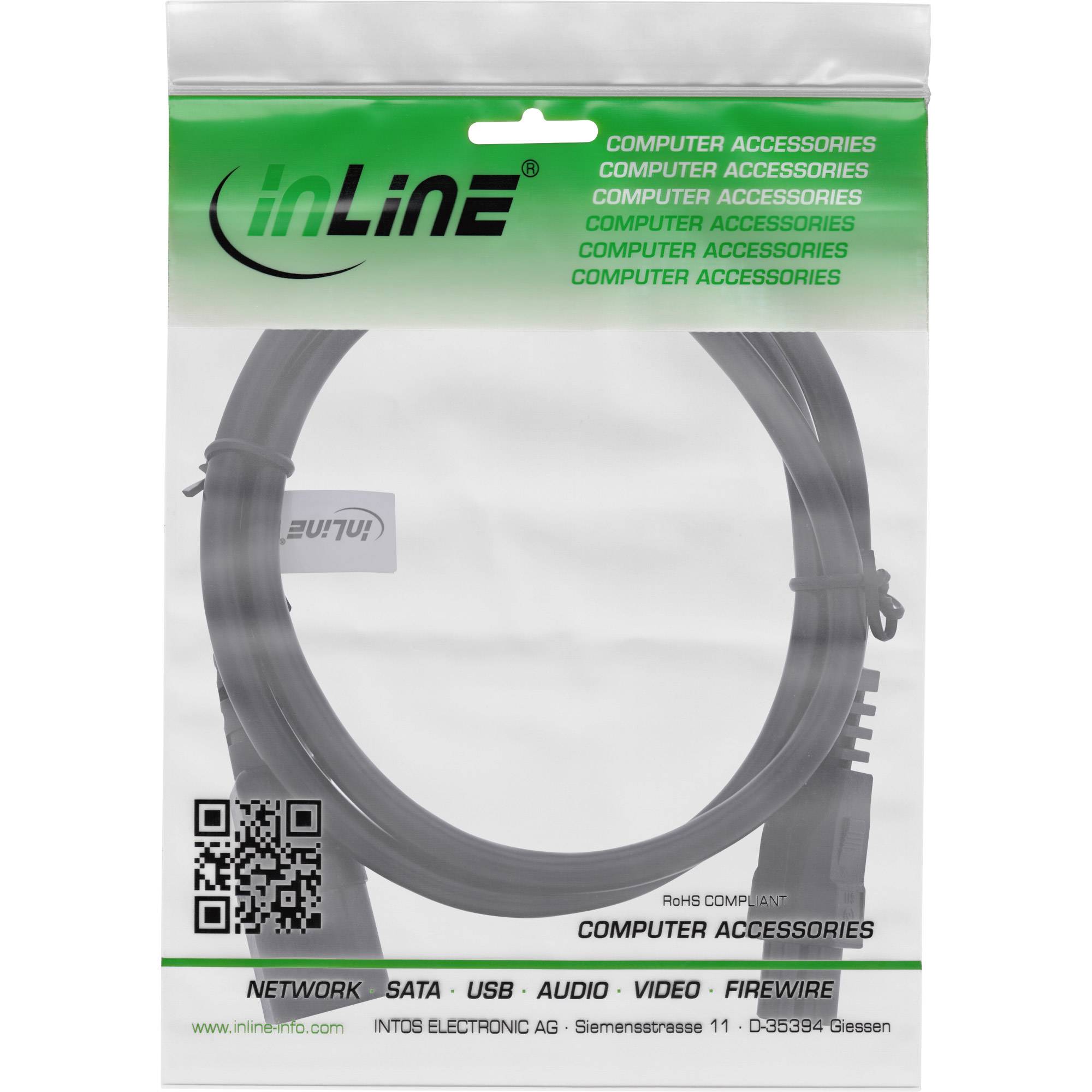 INLINE - Netzkabel - C14 Kupplung auf C5 Stecker - schwarz - 1m
