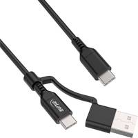 INLINE - 2-in-1 USB-C Kabel + USB-A Adapter - USB 2.0 - 100W - TPE - schwarz - 1m
