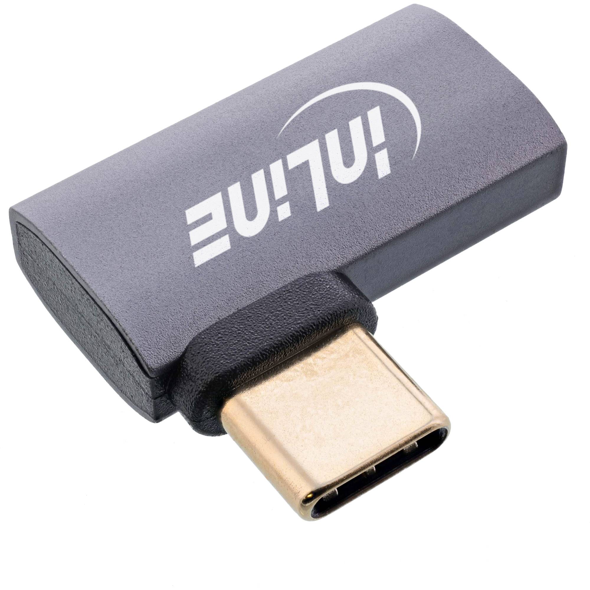 INLINE - USB4 Adapter - USB-C Stecker/Buchse rechts/links gewinkelt - Alu - grau