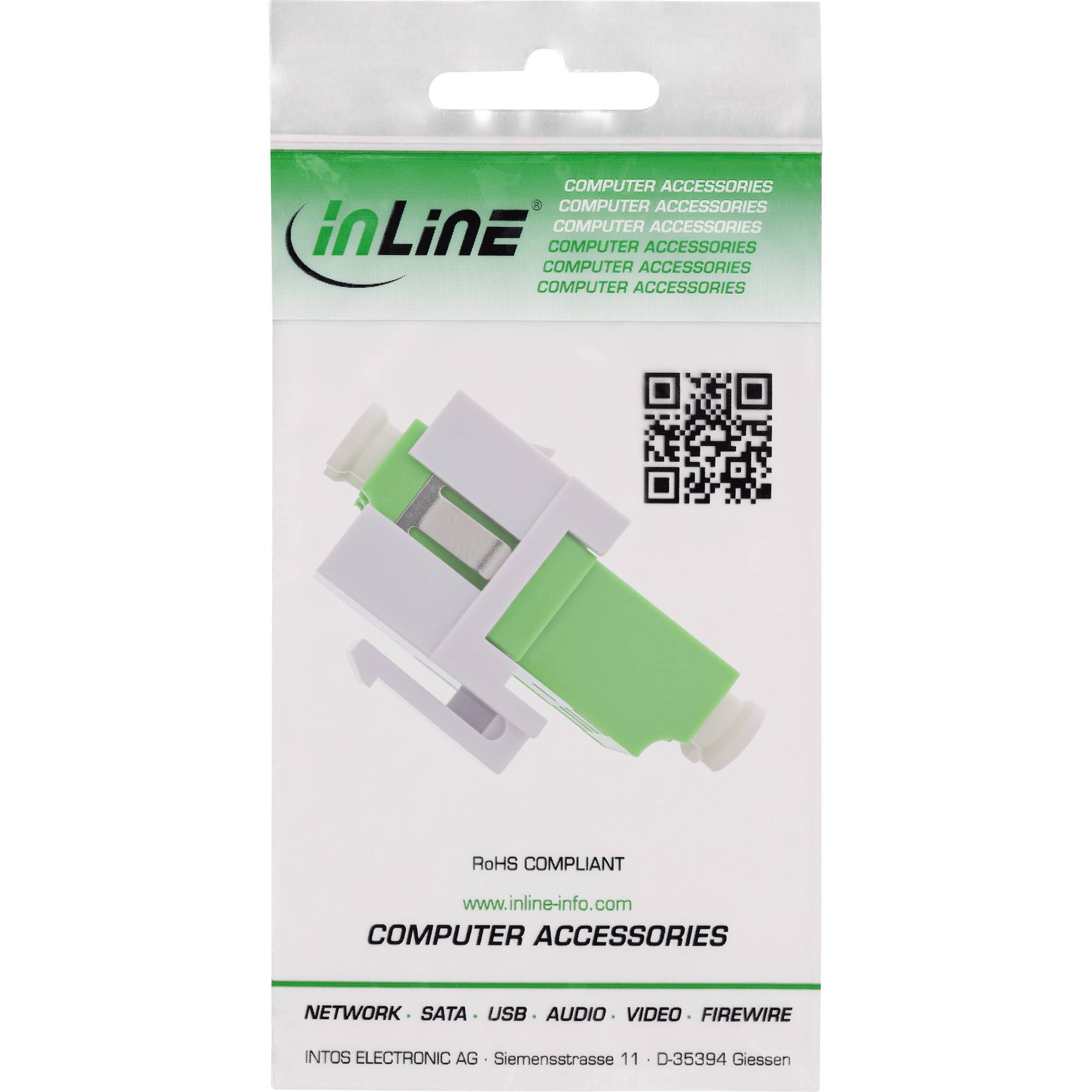 INLINE - LWL Keystone Snap-in Kupplung weiß - Duplex LC/LC - single - grün - Keramik