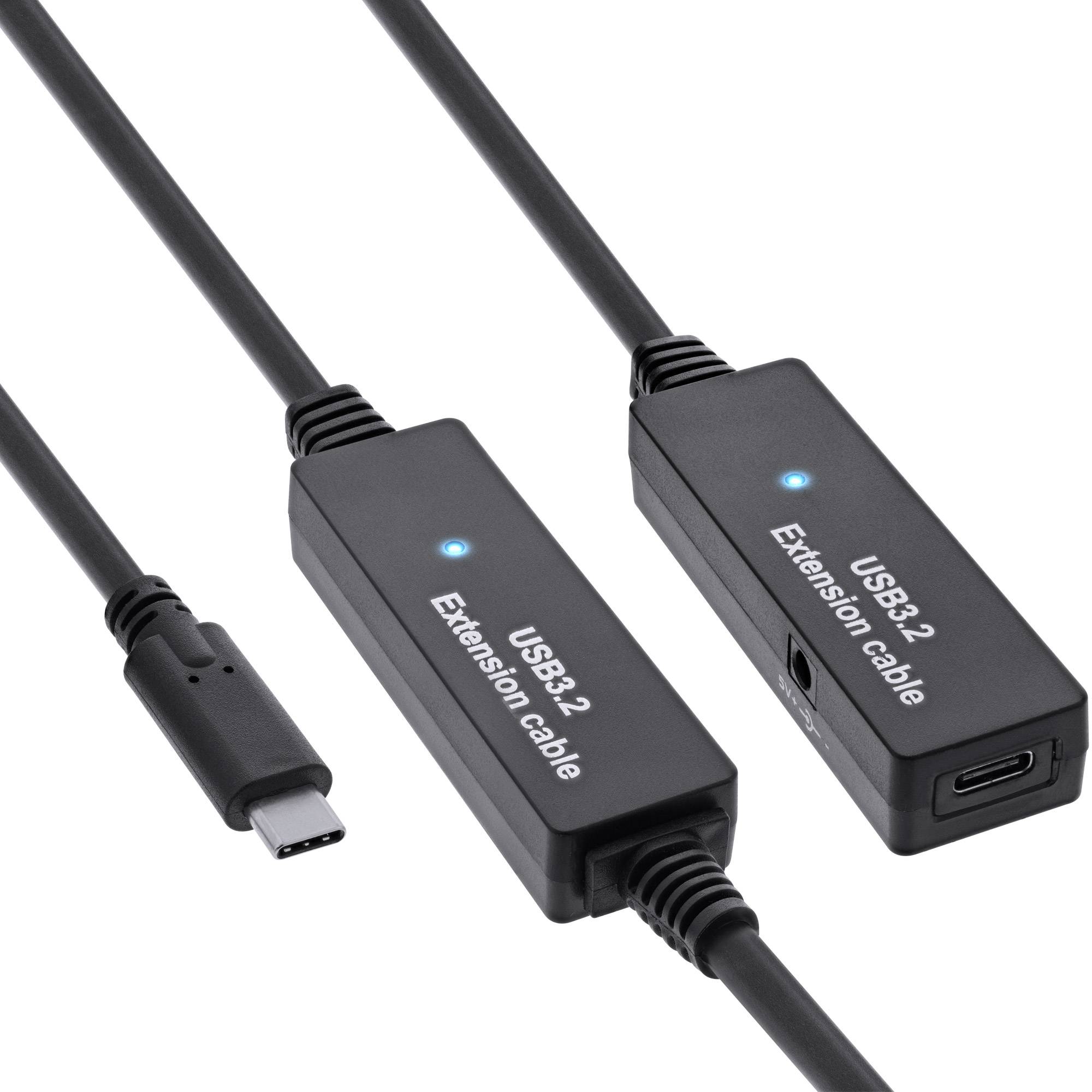 InLine USB 3.2 Gen.1 Aktiv-Verlängerung USB-C Stecker an Buchse 10m Kabel Digital/Daten Verlängerungskabel 10 m