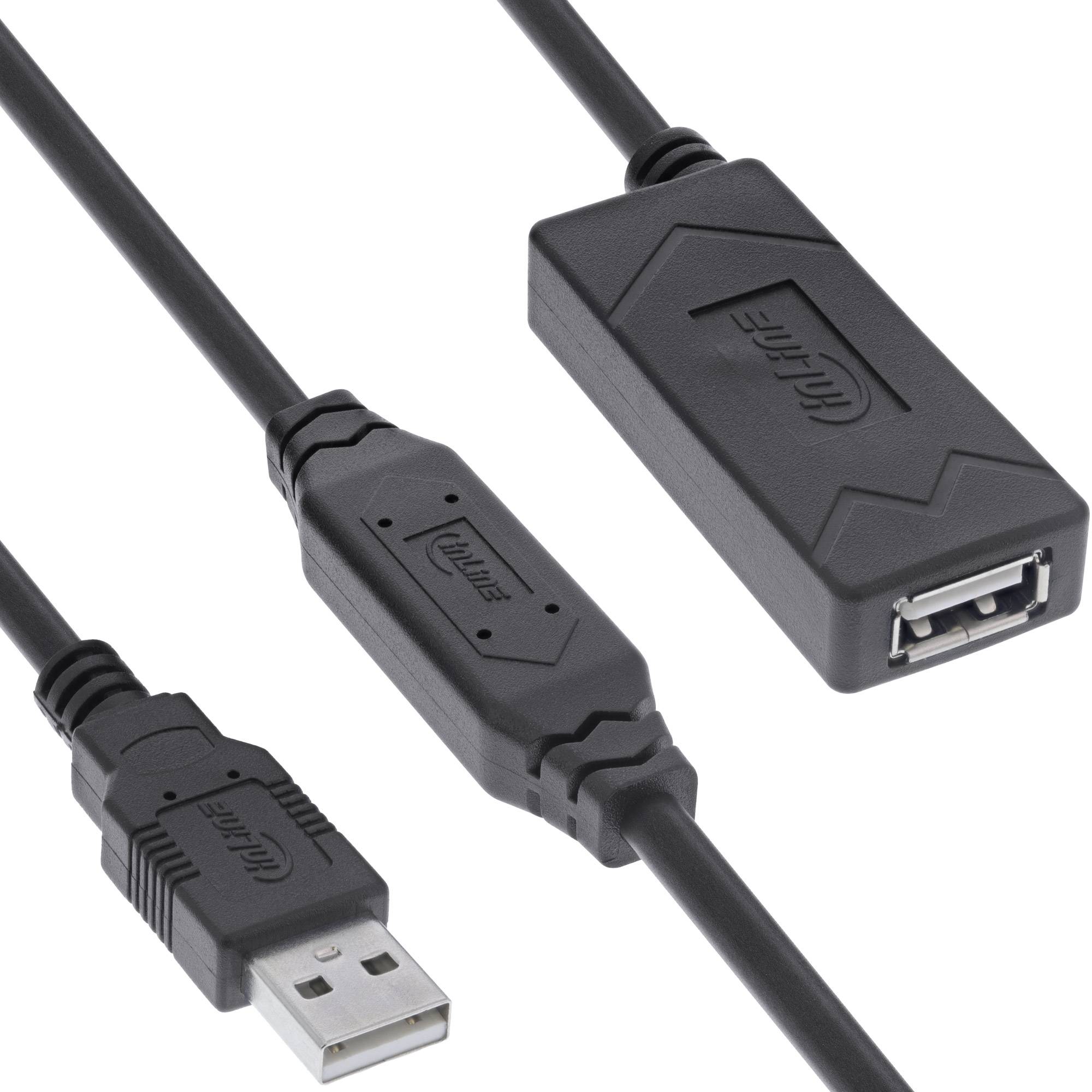 INLINE - USB 2.0 Aktiv-Verlängerung - USB-A Stecker/Buchse - 15m