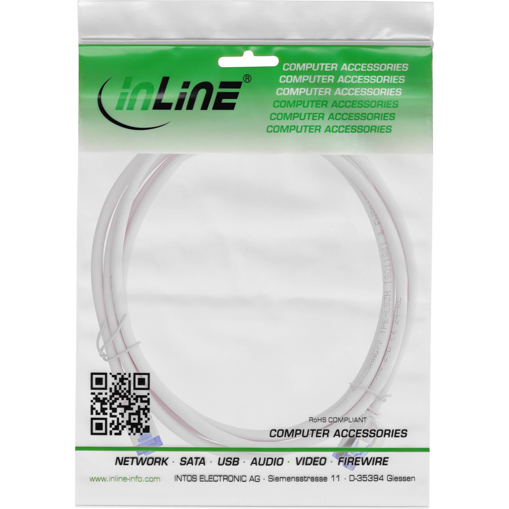 INLINE - Patchkabel Slim - Cat.6A - S/FTP - TPE (LSZH) flexibel - PoE - grau - 2m