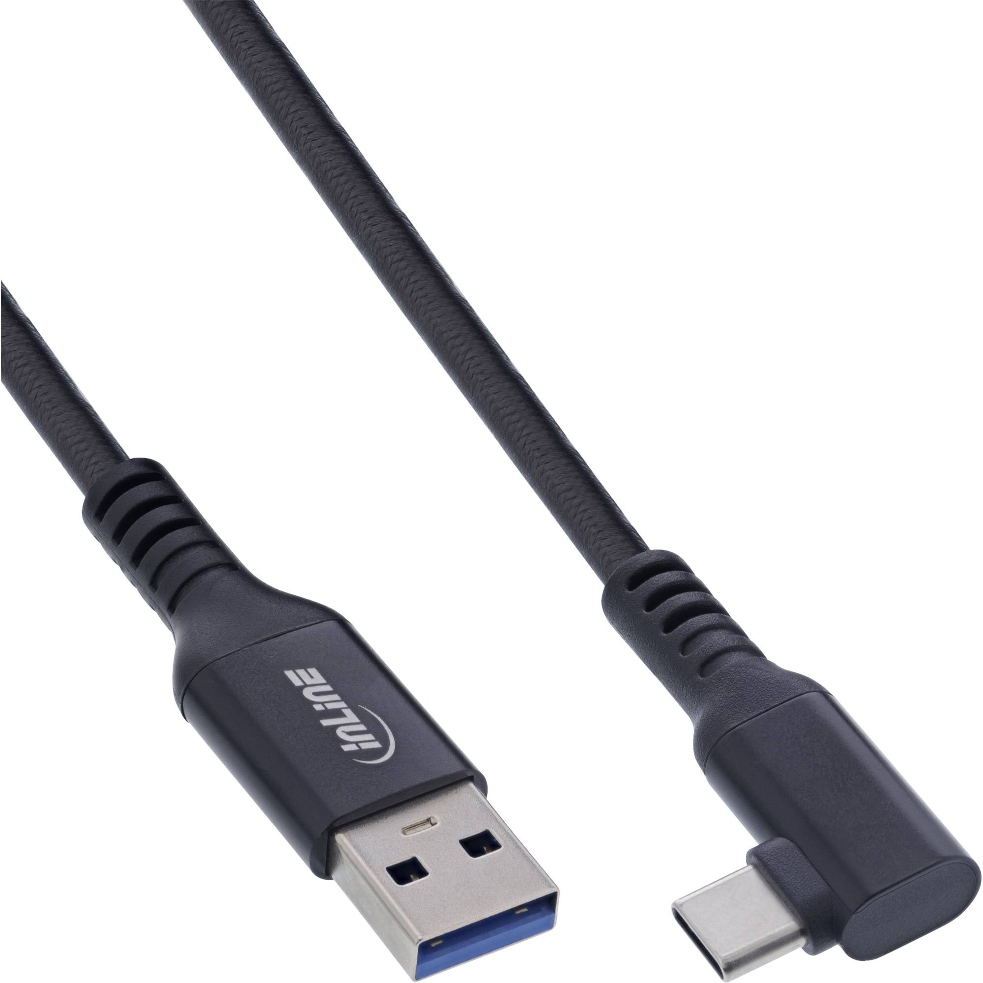 INLINE - USB 3.2 Gen.1 Kabel - USB-C St gewinkelt - USB-A St für VR - schwarz - 5m