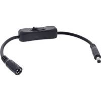 INLINE - DC Kabel mit Schalter - DC ST/BU 5,5x2,1mm - AWG 18 - schwarz - 0,20m