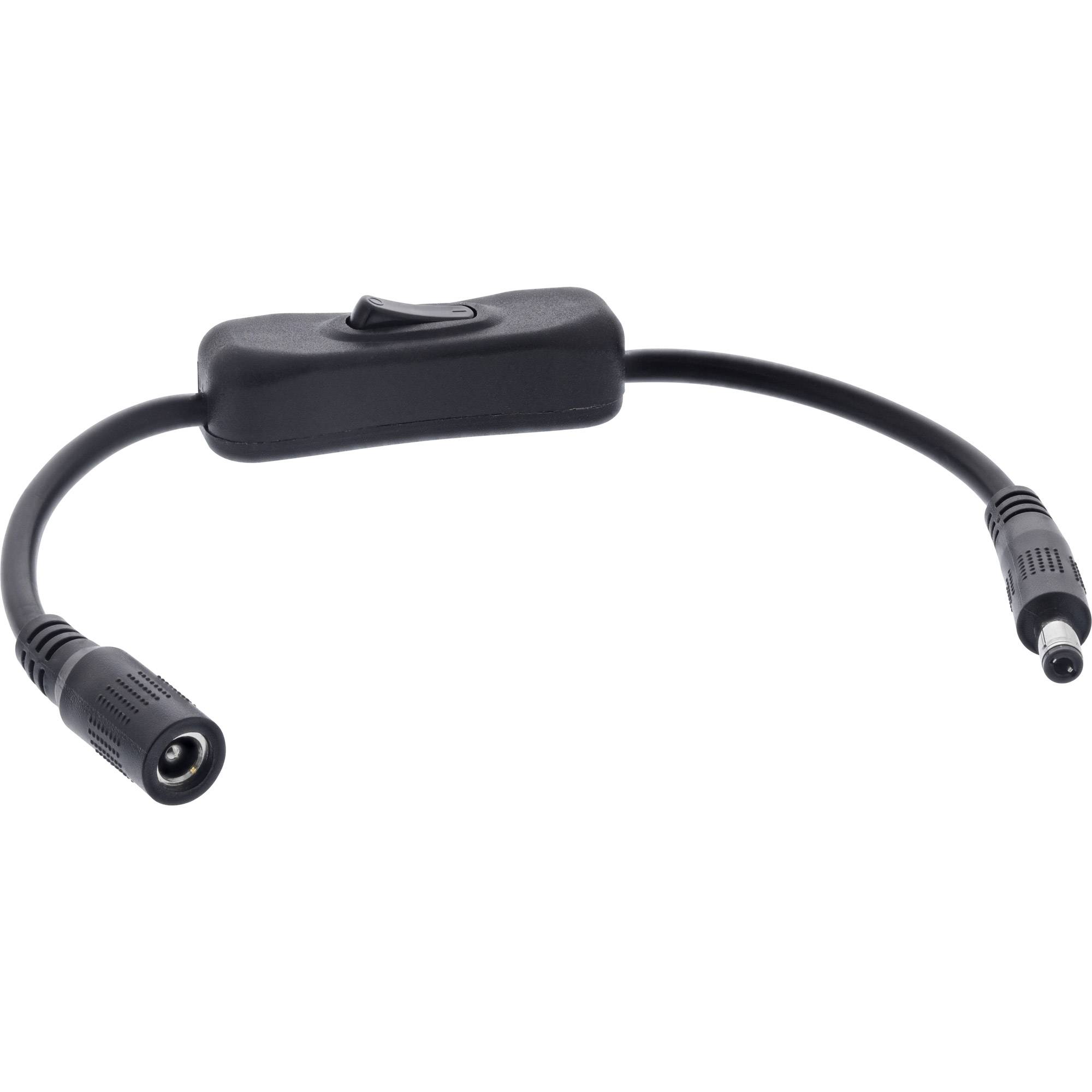 INLINE - DC Kabel mit Schalter - DC ST/BU 5,5x2,5mm - AWG 18 - schwarz - 0,20m