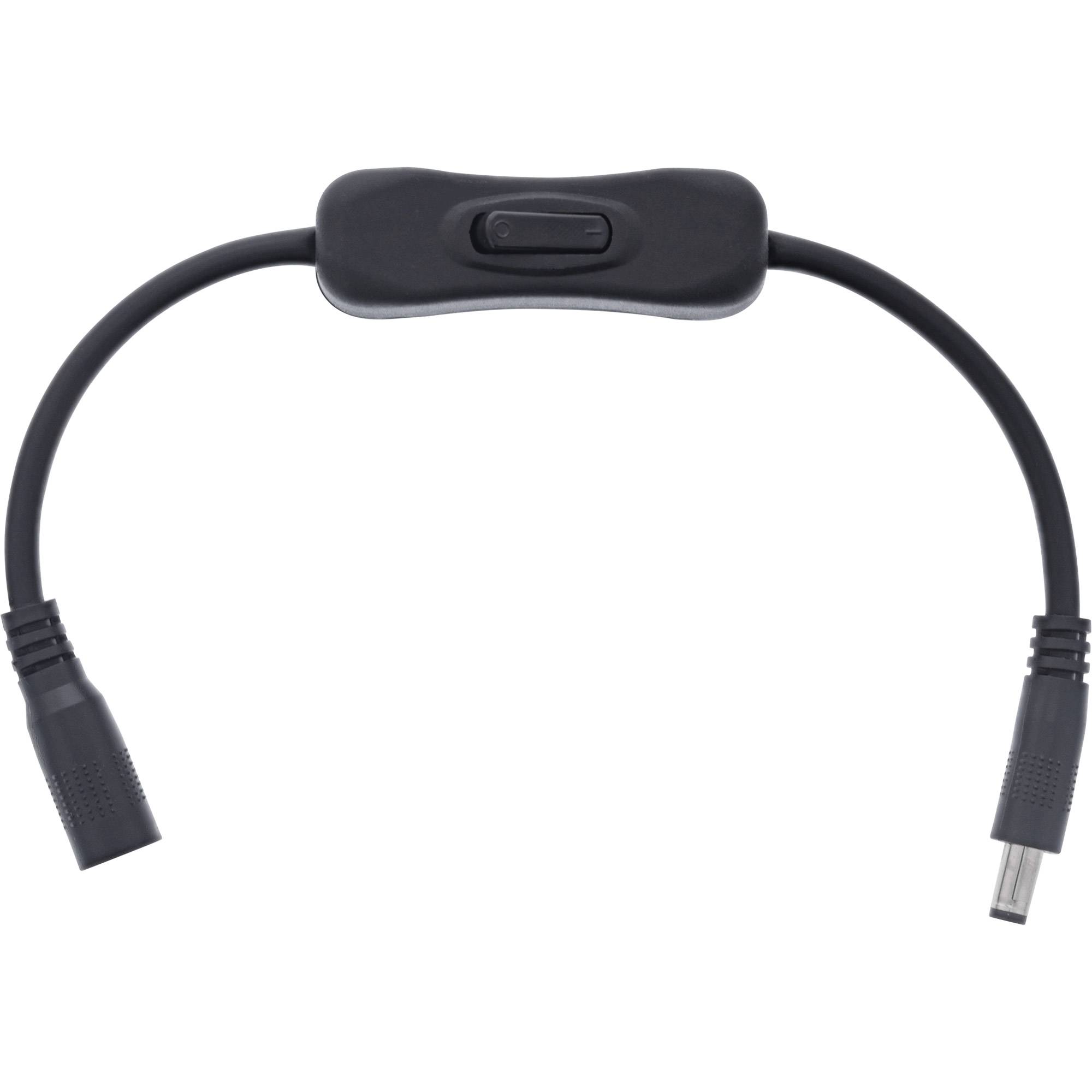 INLINE - DC Kabel mit Schalter - DC ST/BU 5,5x2,1mm - AWG 18 - schwarz - 0,20m
