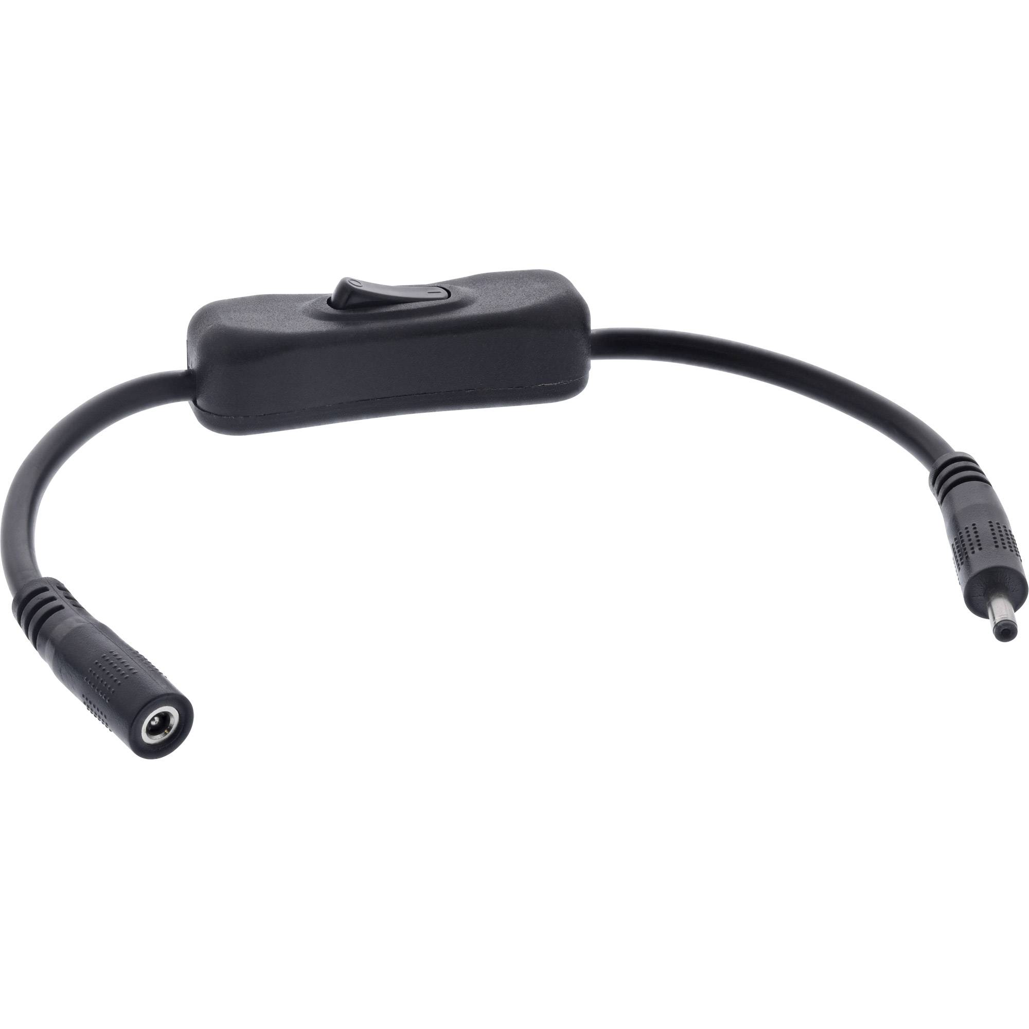 INLINE - DC Kabel mit Schalter - DC ST/BU 3,5x1,35mm - AWG 18 - schwarz - 0,20m