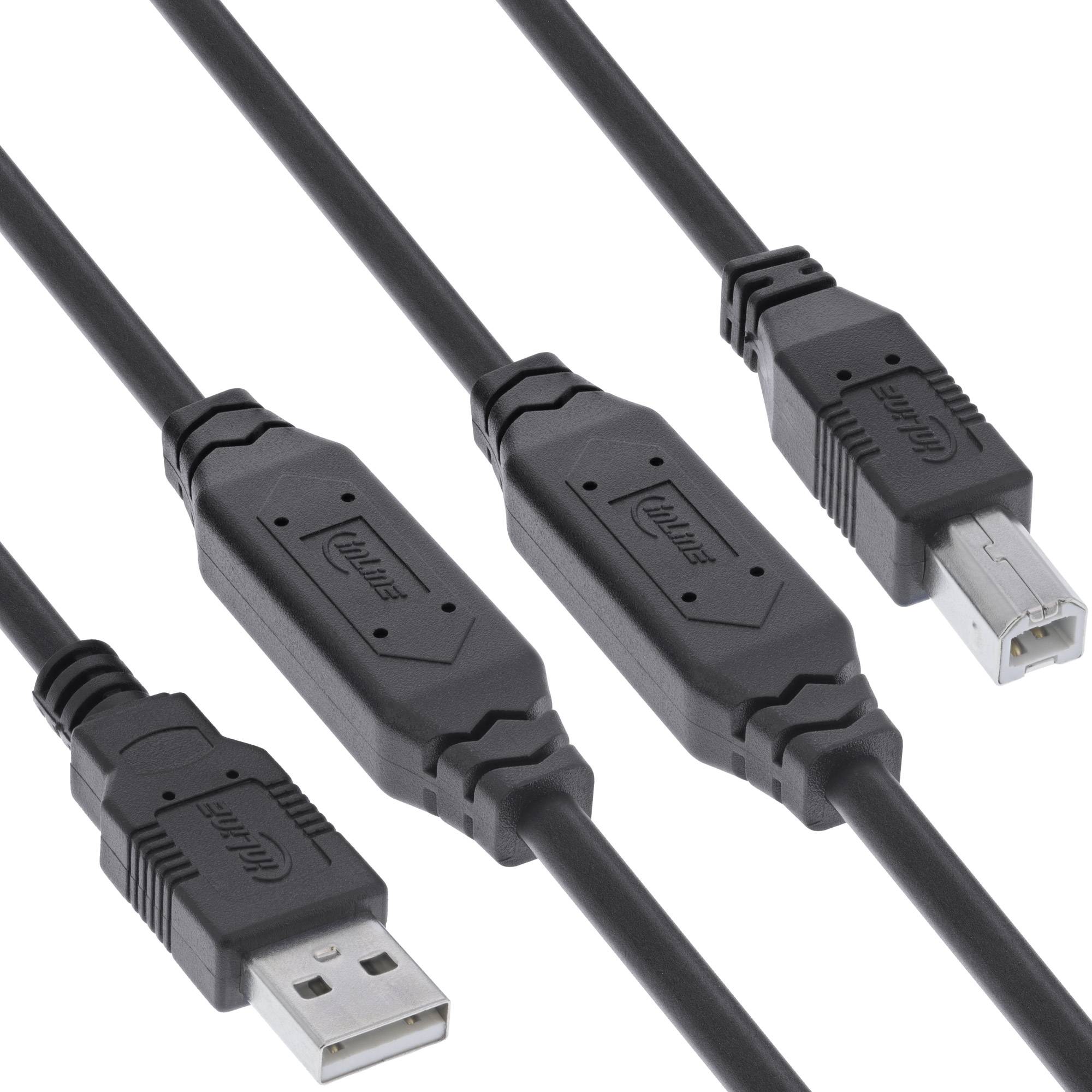 INLINE - USB 2.0 Aktiv-Kabel - USB-A Stecker zu USB-B Stecker - 15m