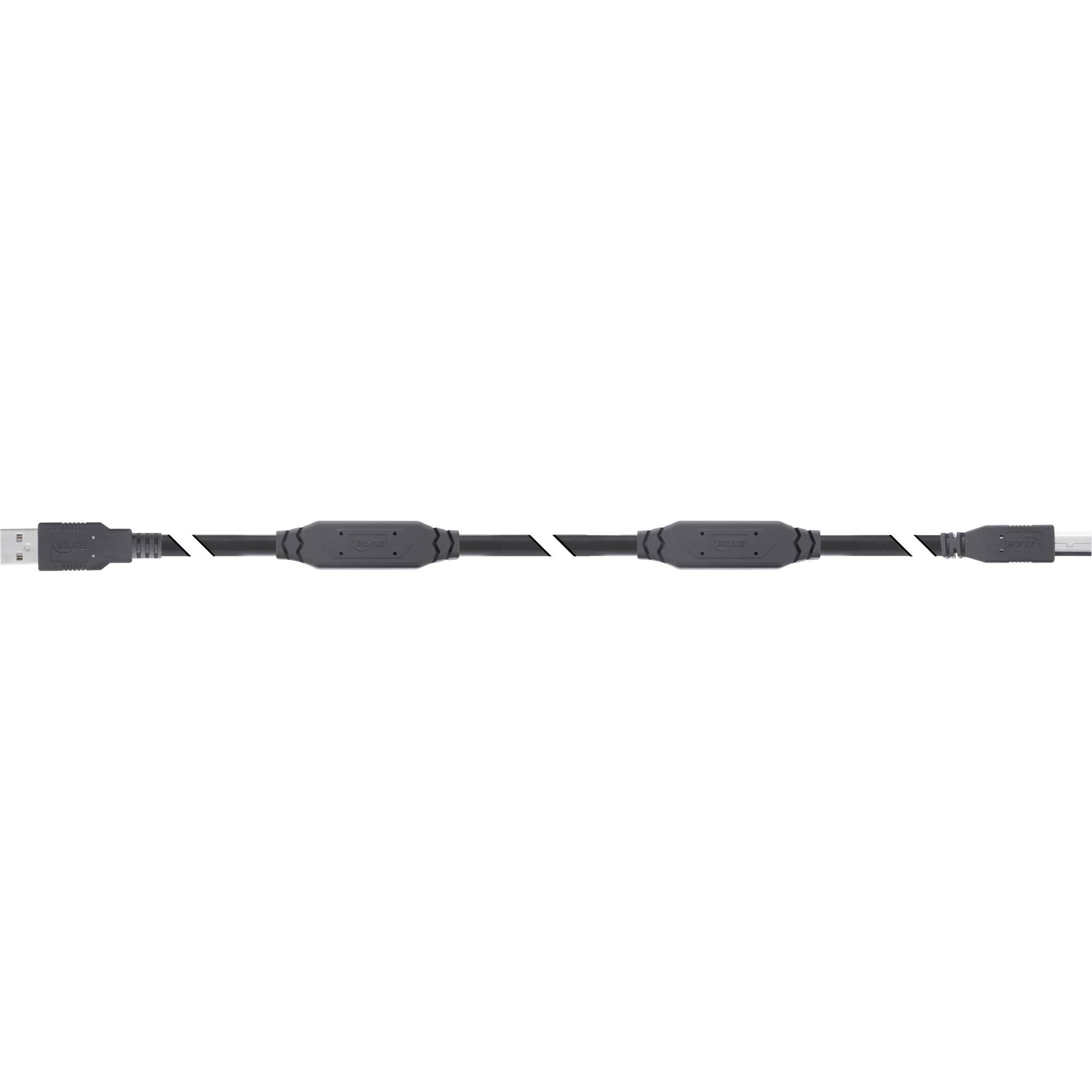 INLINE - USB 2.0 Aktiv-Kabel - USB-A Stecker zu USB-B Stecker - 15m