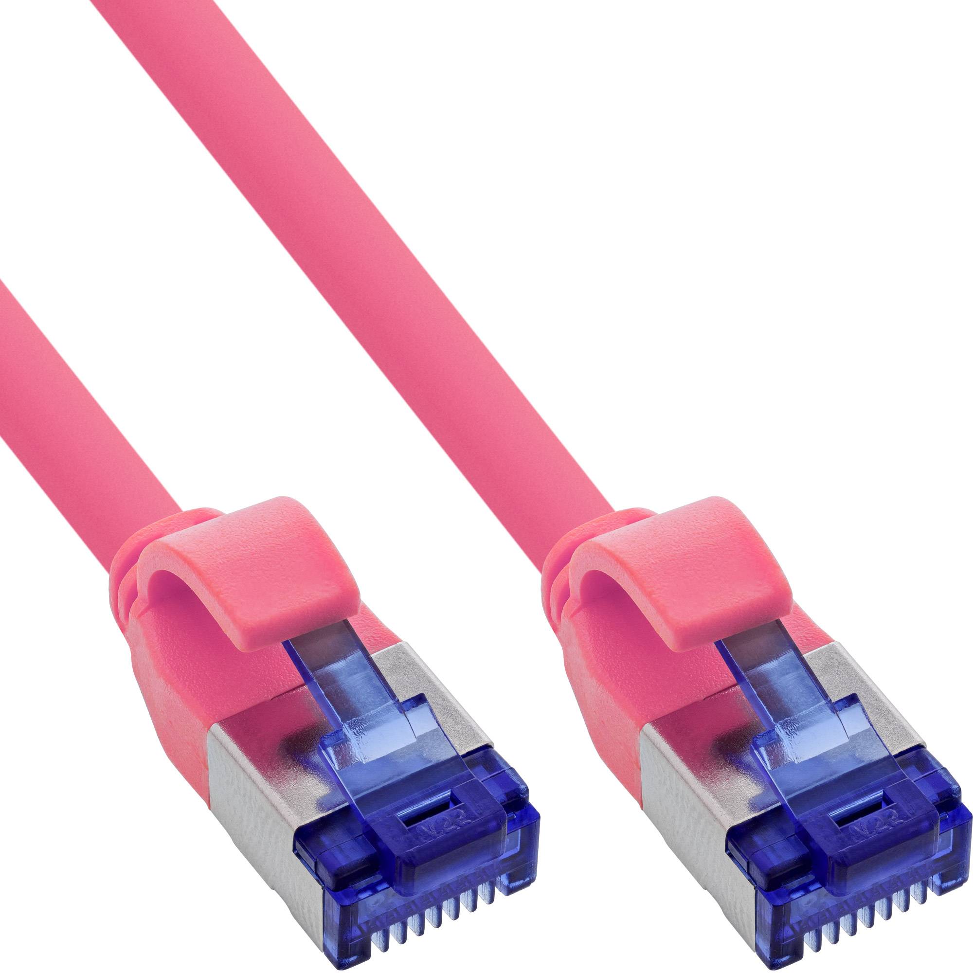 INLINE - Patchkabel Slim - Cat.6A - S/FTP - TPE (LSZH) flexibel - PoE - magenta - 0,5m