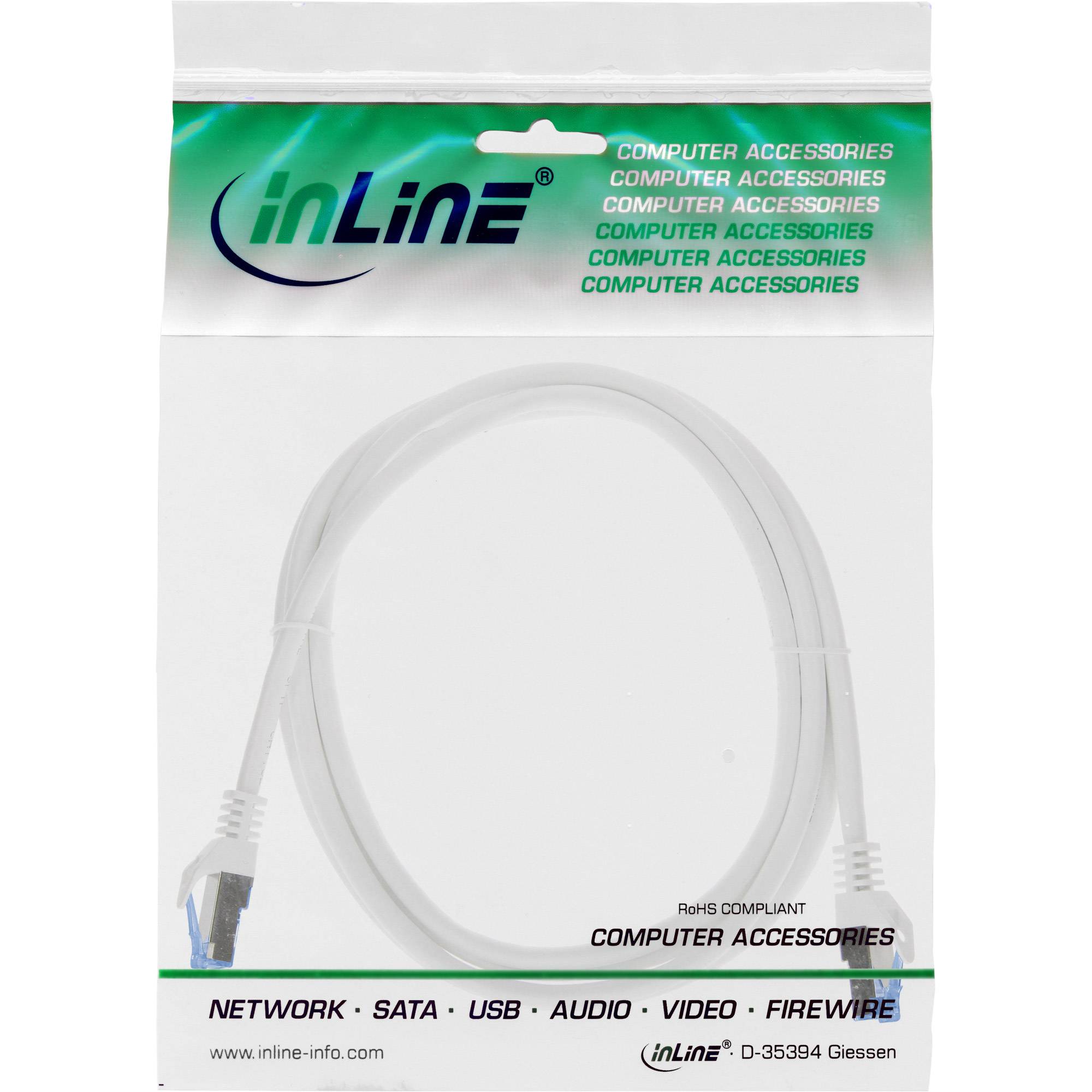 INLINE - Patchkabel - Cat.6A - S/FTP - TPE (LSZH) - CCA - weiß - 1m