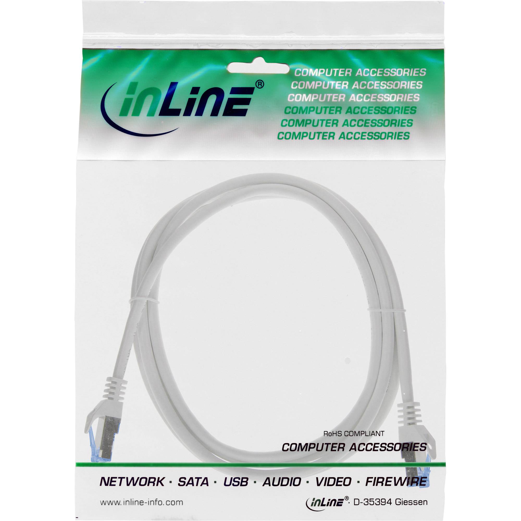 INLINE - Patchkabel - Cat.6A - S/FTP - TPE (LSZH) - CCA - grau - 0,3m