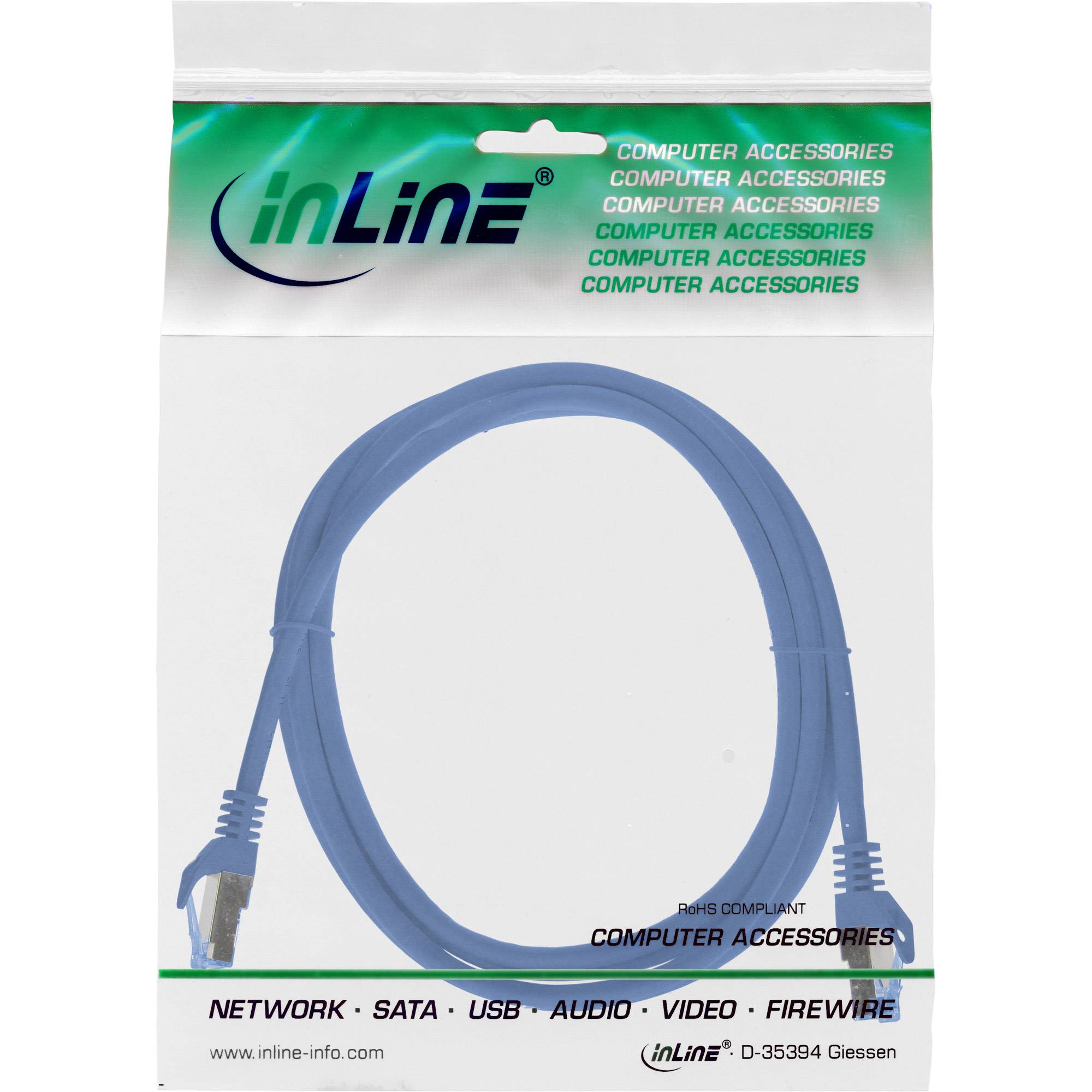 InLine Patchkabel - Cat.6A - S/FTP - TPE (LSZH) - CCA - blau - 3m3 m - 6 mm -