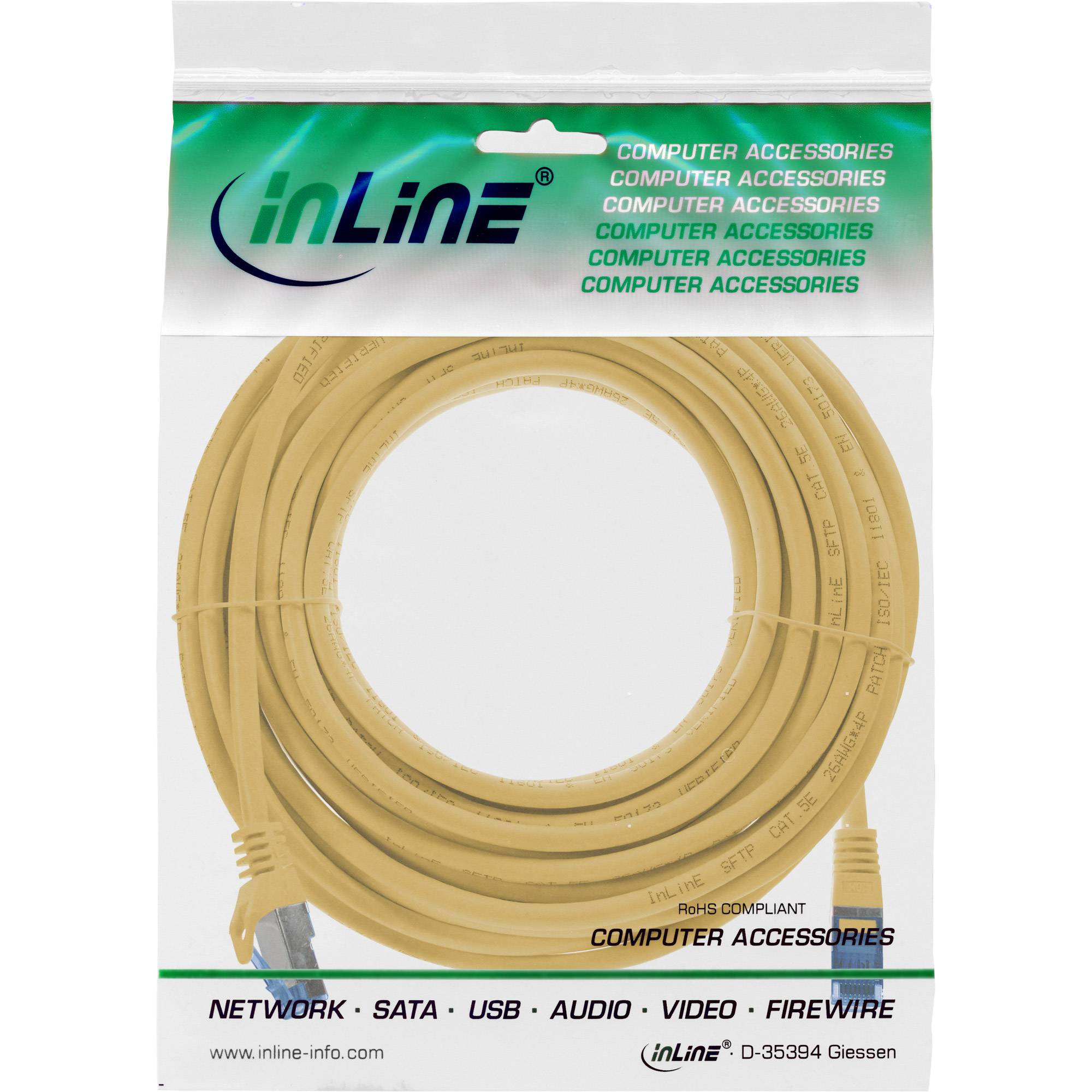 InLine Patchkabel - Cat.6A - S/FTP - TPE (LSZH) - CCA - gelb - 10m10 m - 6 mm -