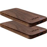 INLINE - 2er woodplate - USB Powerbank 5.000mAh - mit LED Status Anzeige - Echtholz