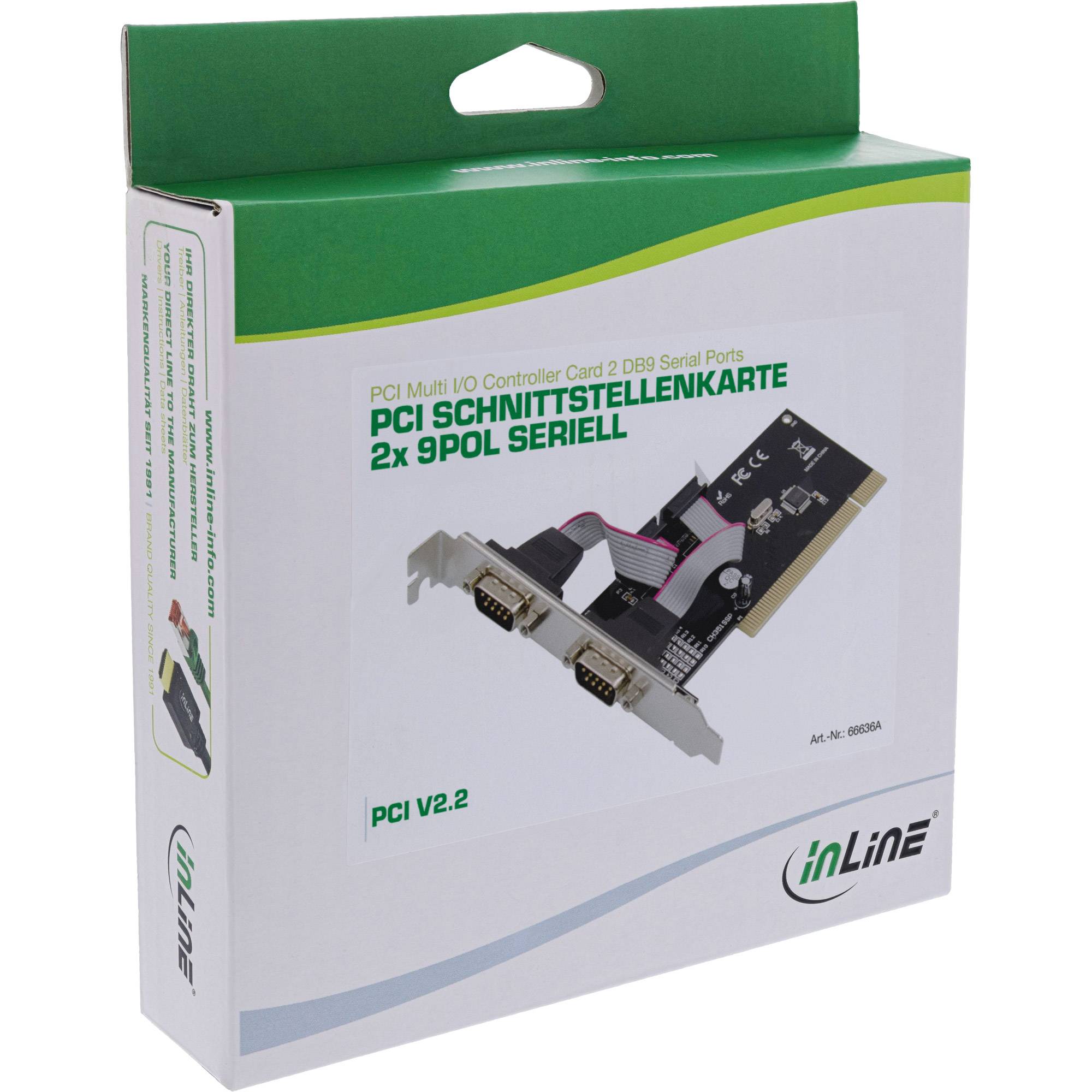 InLine Schnittstellenkarte 2x 9pol seriell PCI 2 Mbps Centronics 1284 Parallel PS/2 RS-485 RS-232