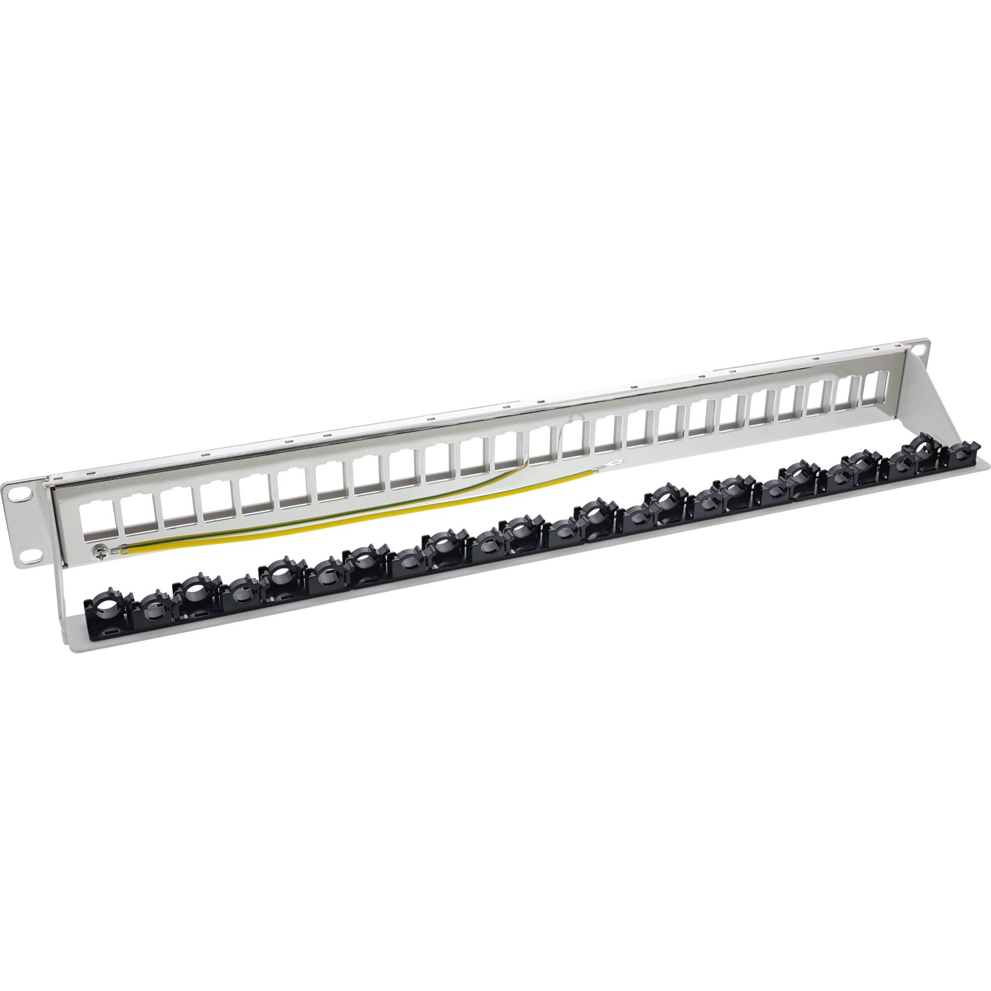 INLINE - Patchfeld 24-fach - Keystone Leerblech Patchpanel - 19"" - 1HE - lichtgrau