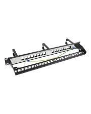 InLine Patchfeld 16-fach Keystone Leerblech mit 3 Bügeln 19" 1HE schwarz Patch-Panel