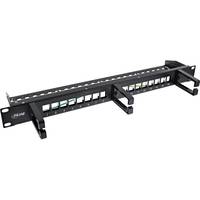 InLine® Patchfeld 16-fach, Keystone Leerblech mit 3 Bügeln, 19, 1HE, schwarz Patchfelder