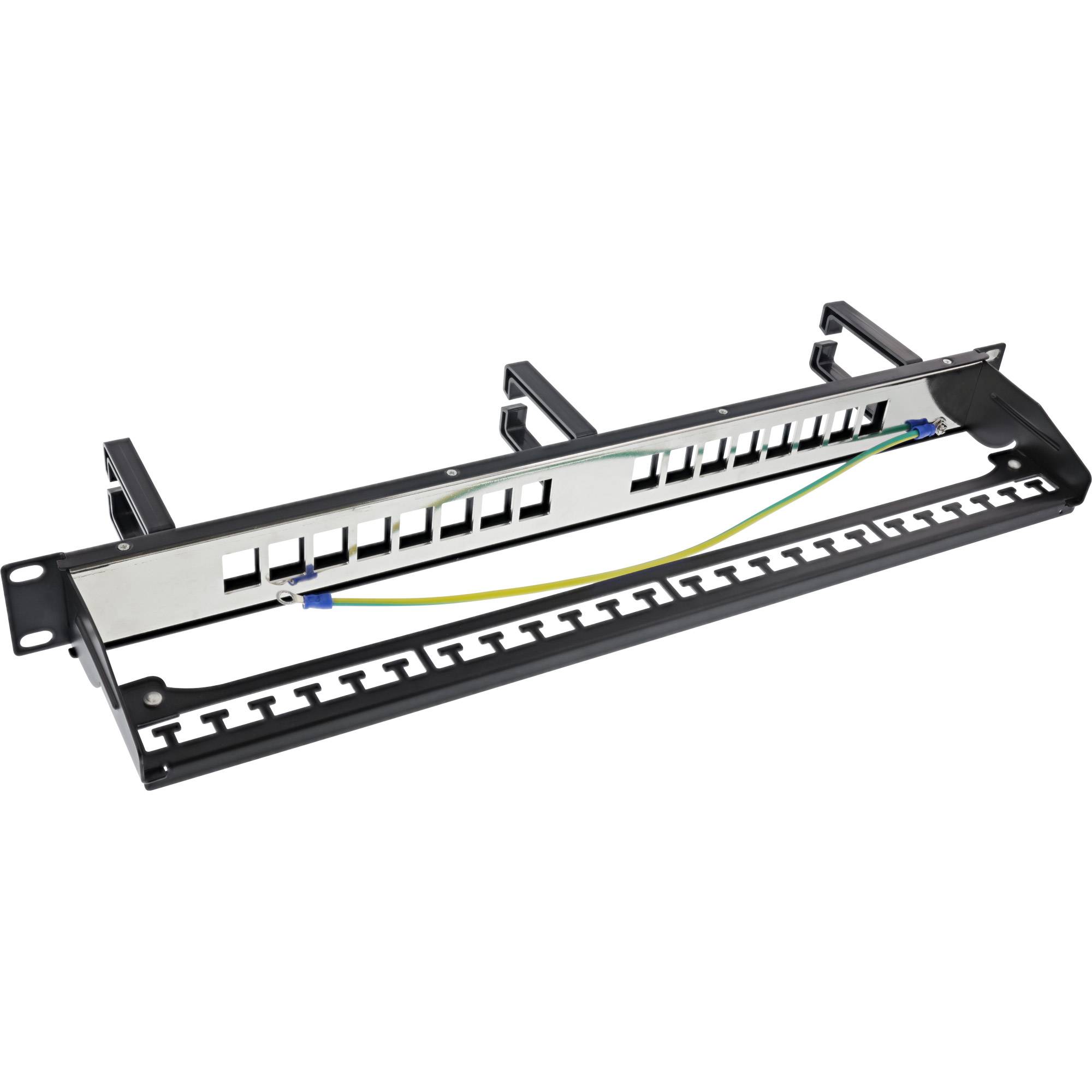 INLINE - Patchfeld Cat.6A 16-fach - mit 3 Bügeln - 16 Keystones - 19"" - 1HE - schwarz