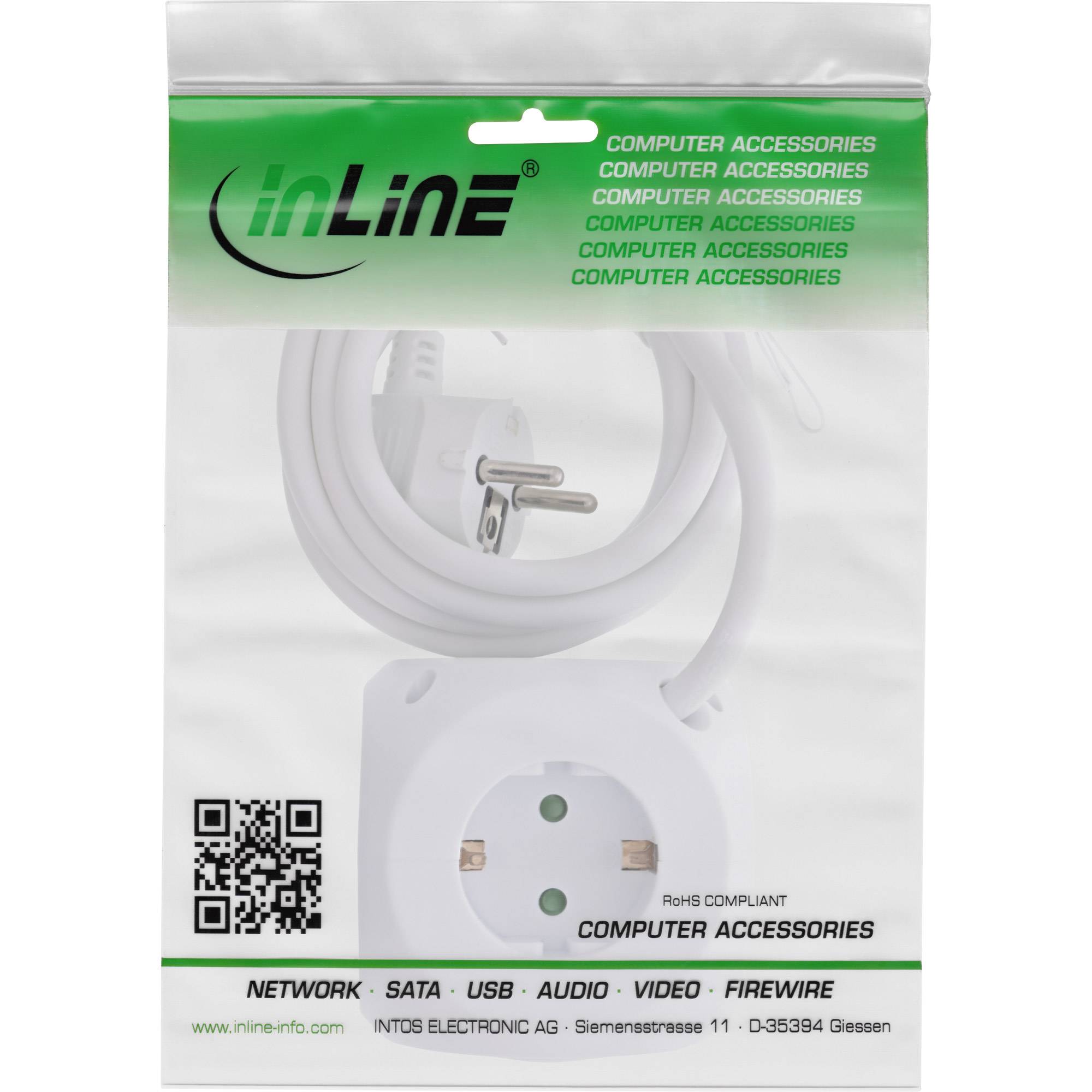 INLINE - Charging Cube - 3x Schutzkontakt - 2x USB-C - 2x USB-A - weiß - 2m
