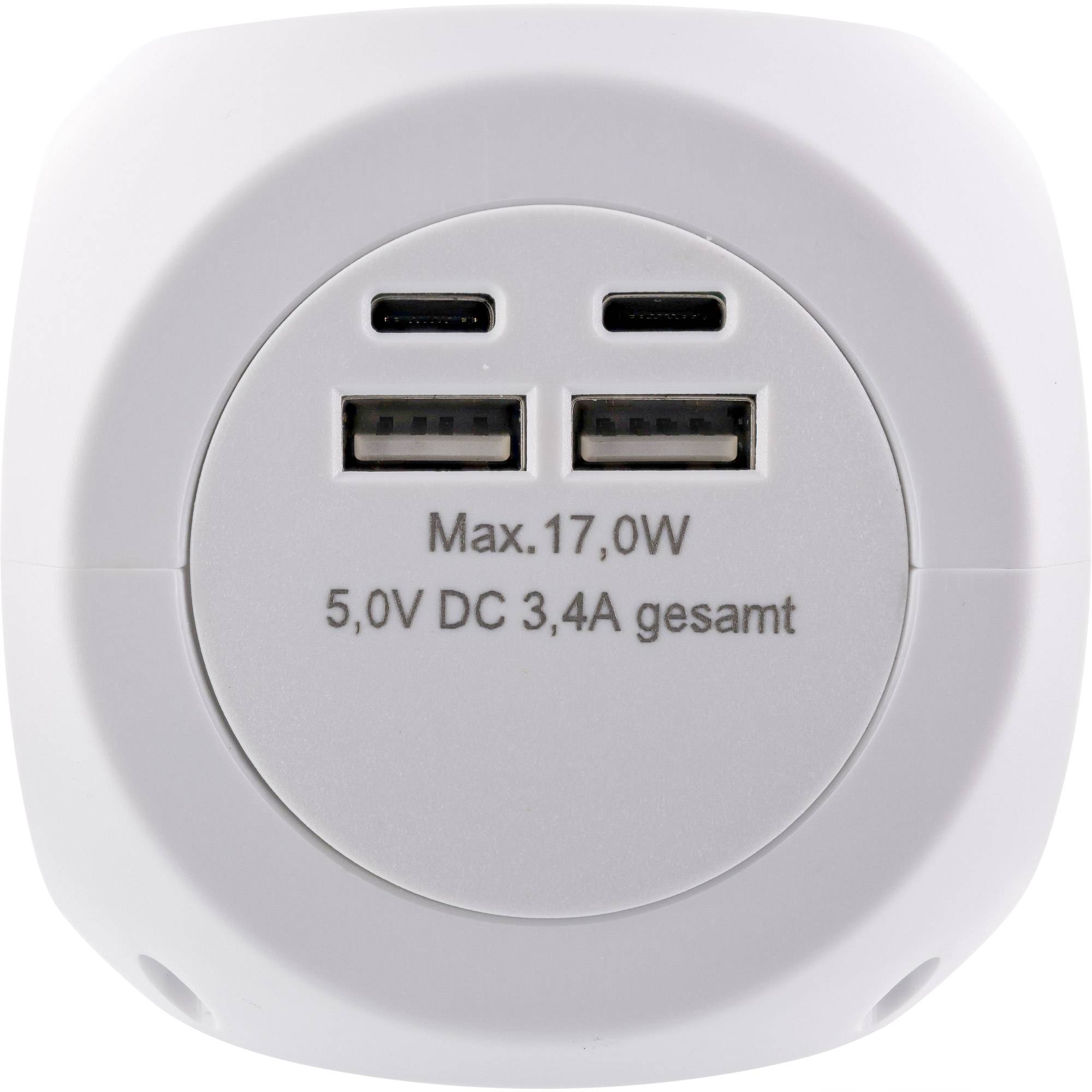 INLINE - Charging Cube - 3x Schutzkontakt - 2x USB-C - 2x USB-A - weiß - 2m