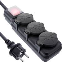INLINE - Outdoor-Steckdosenleiste - 3-fach Schutzkontakt - IP44 - mit Schalter - 10m