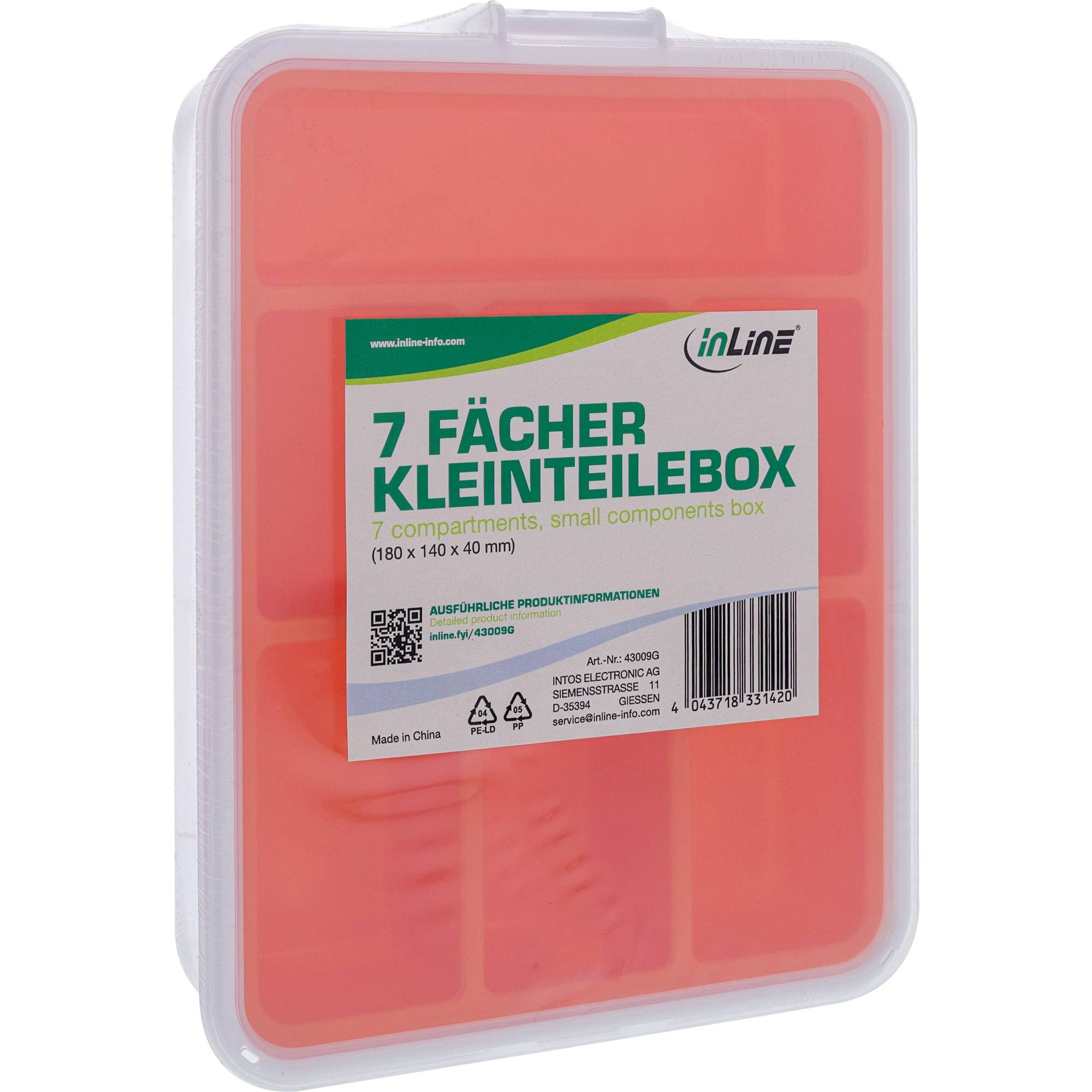 INLINE - Kleinteilebox - 7 Fächer - Abmessungen: 180x140x40mm - orange
