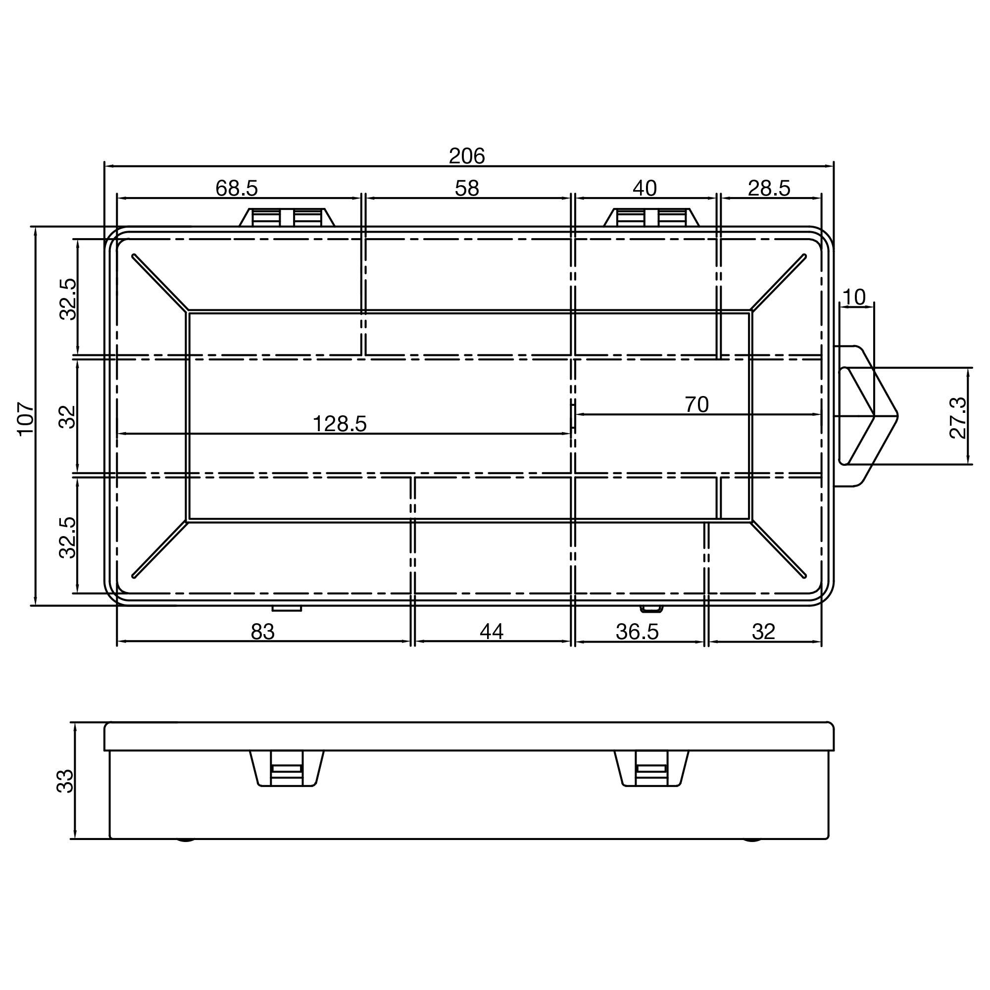 INLINE - Kleinteilebox - 10 Fächer - Abmessungen: 206x107x33mm - transparent