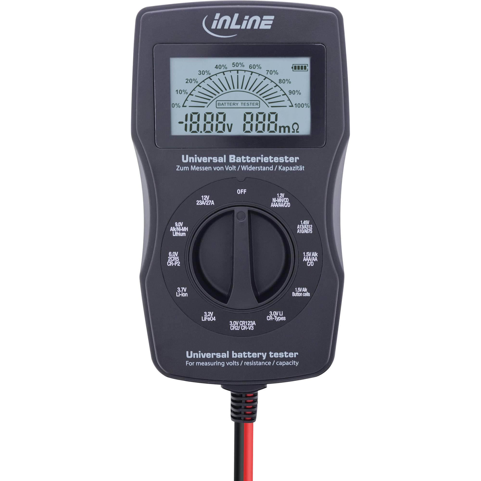 INLINE - Multifunktions-Batterietester - Messgerät mit LCD-Anzeige