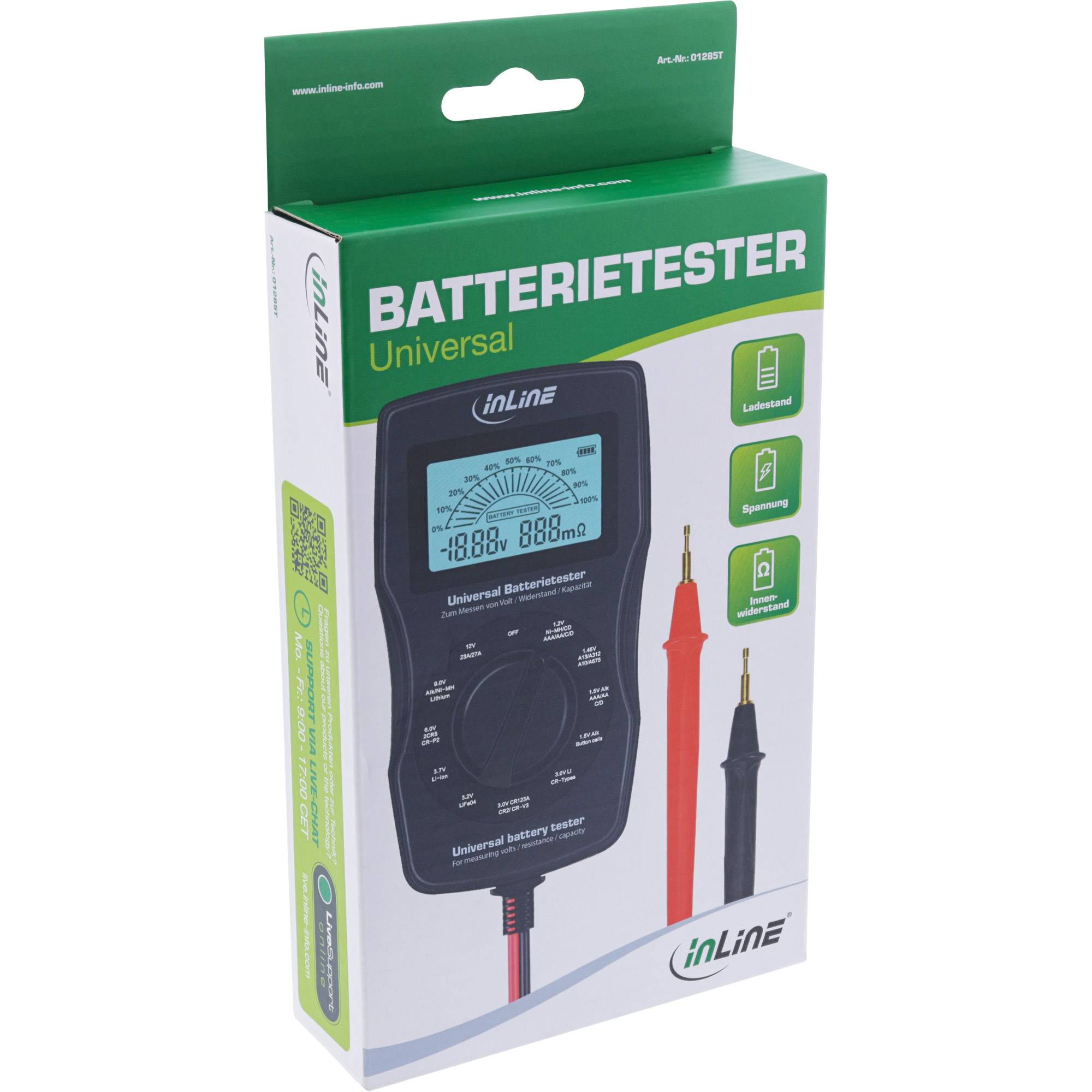 INLINE - Multifunktions-Batterietester - Messgerät mit LCD-Anzeige