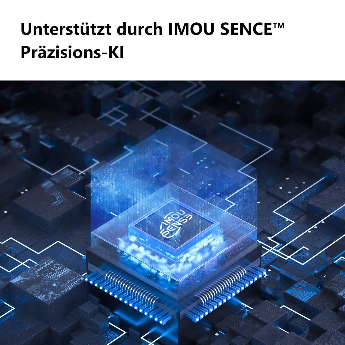 Ein leuchtender Mikrochip mit der Aufschrift 