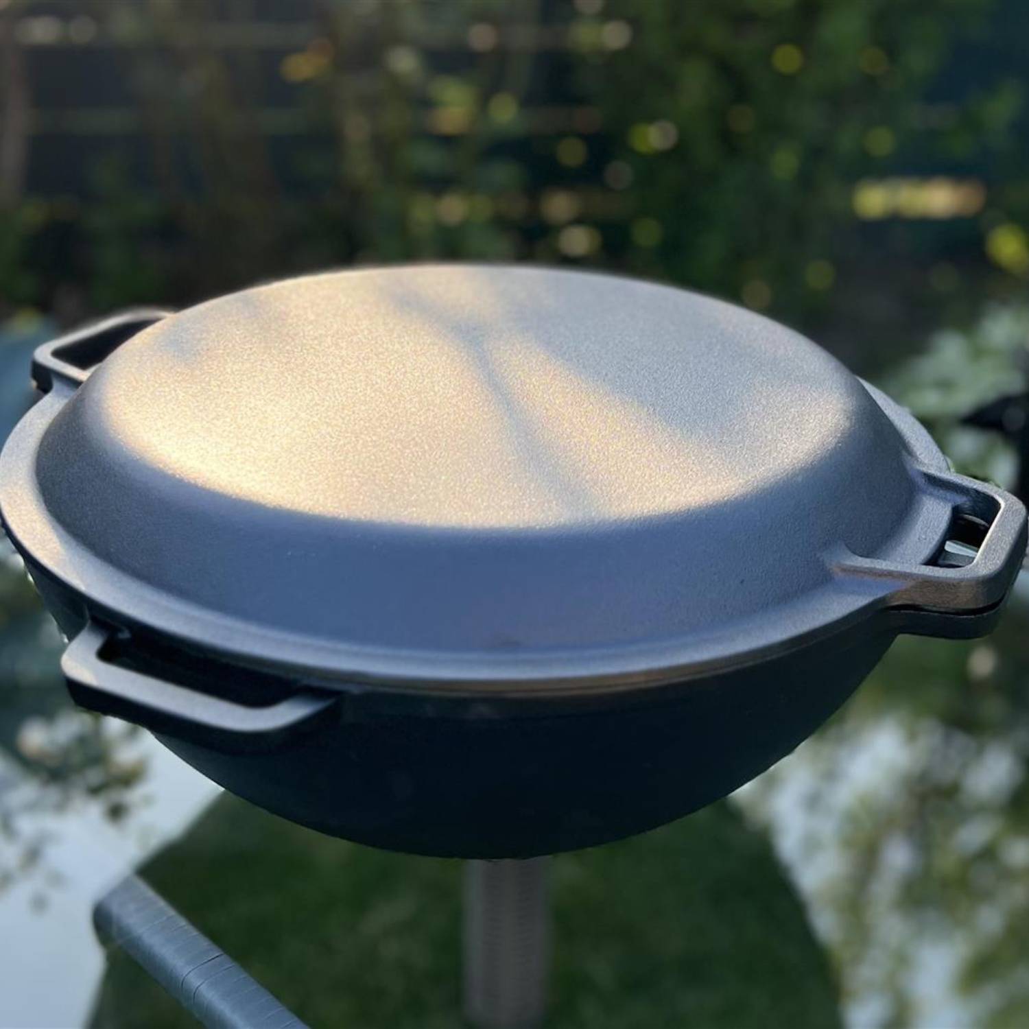 ROBARI Kazan Gusseisen 12 Liter Kasan mit Pfannendeckel aus Gusseisen Wok Asia