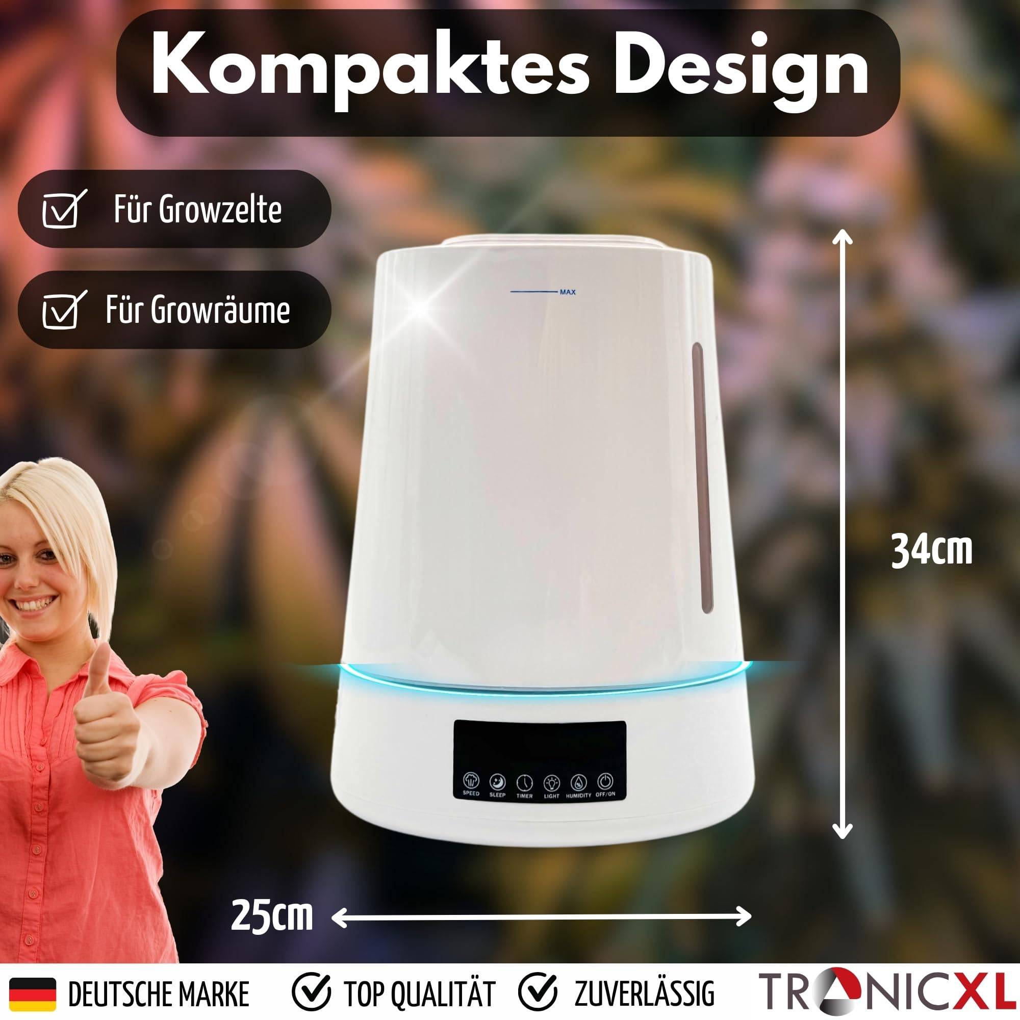 Luftbefeuchter für Growbox Growroom Grow Schrank Zelt Raum Growzelt Grower Luft Befeuchter automatisch mit Sensor Hygrometer