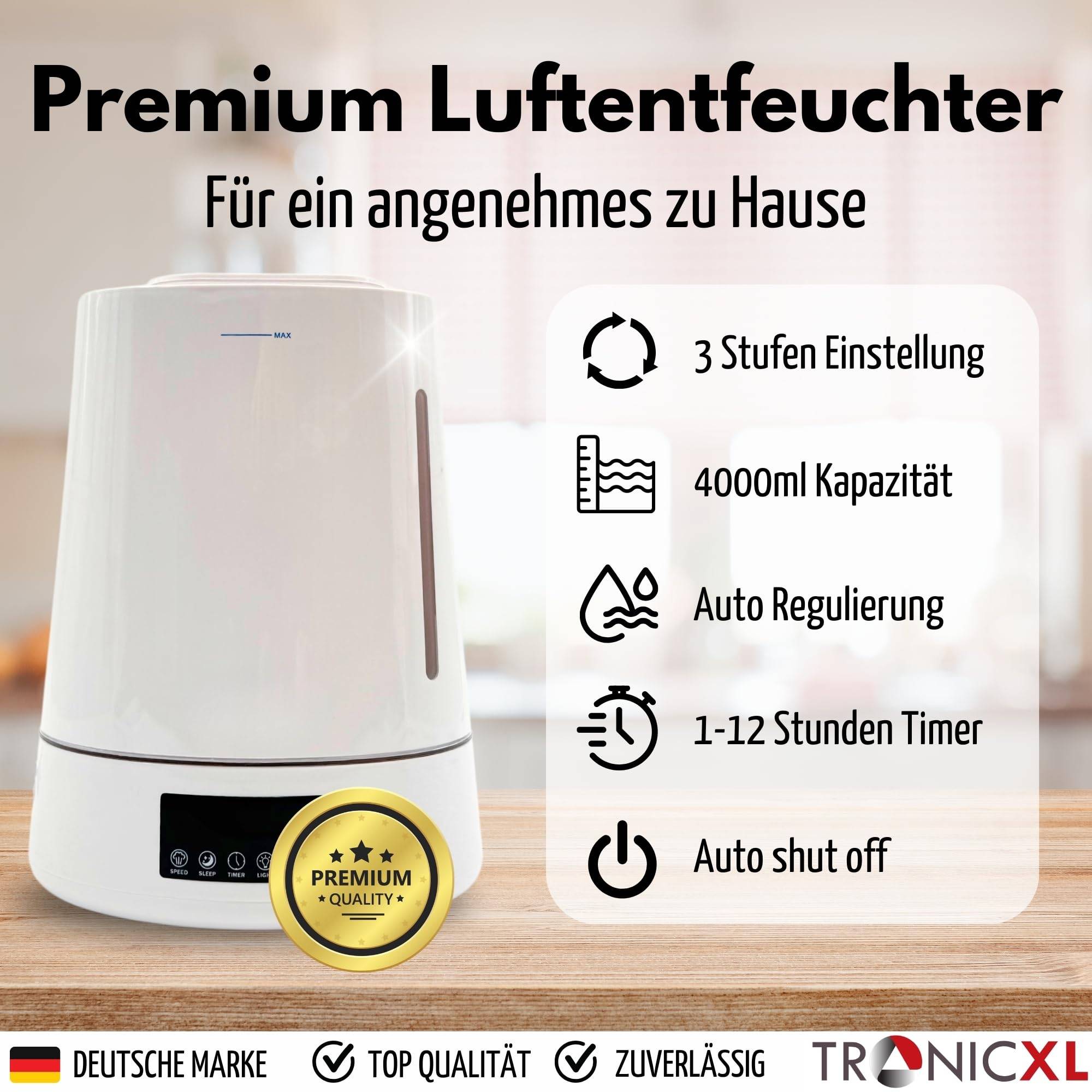 Luftbefeuchter mit Aroma Diffuser Sensor Fernbedienung Nachtlicht automatisch Digital Display Luft Befeuchter 4 Liter Tank