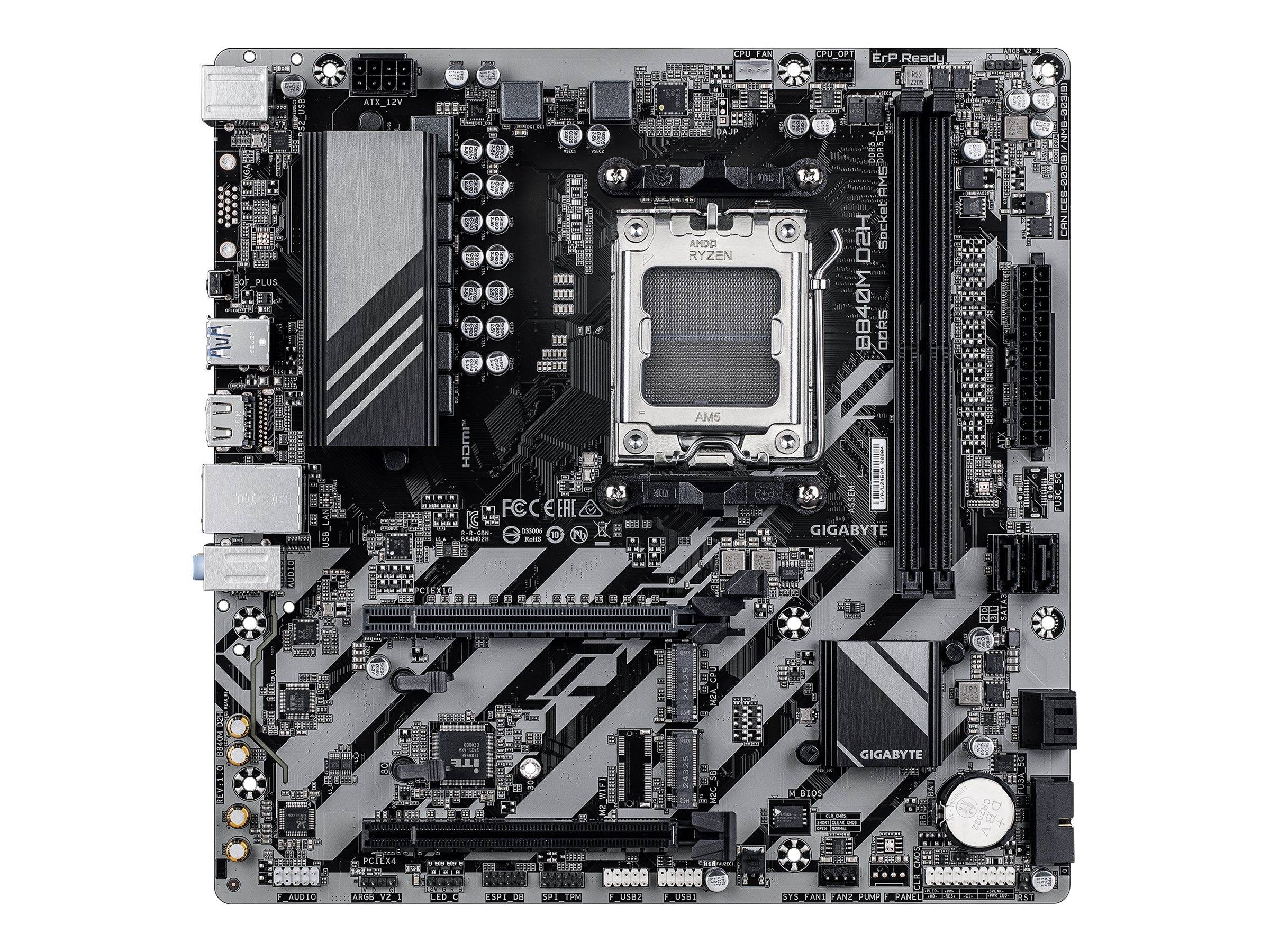 Gigabyte B840M D2H - Motherboard - micro ATX - Socket AM5 - AMD B840 Chipsatz - USB 3.2 Gen 1 - 2.5 Gigabit LAN - Onboard-Grafik (CPU erforderlich)
