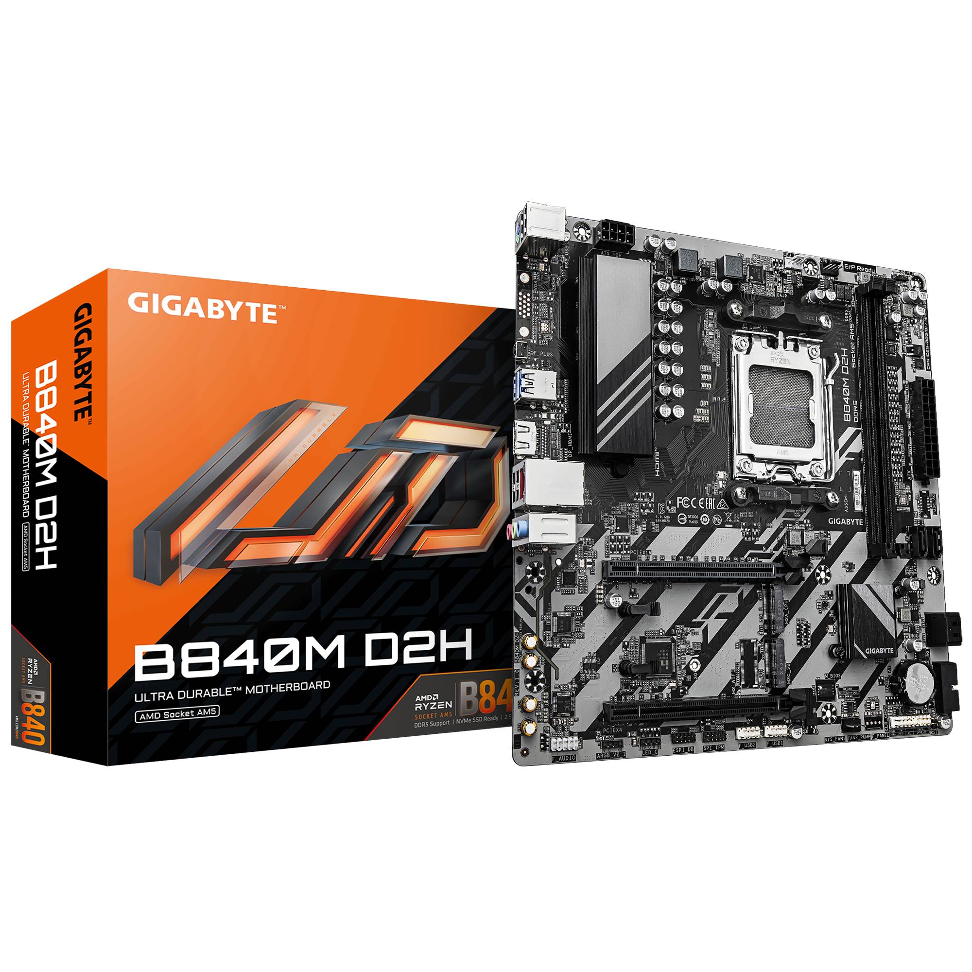 Gigabyte B840M D2H - Motherboard - micro ATX - Socket AM5 - AMD B840 Chipsatz - USB 3.2 Gen 1 - 2.5 Gigabit LAN - Onboard-Grafik (CPU erforderlich)